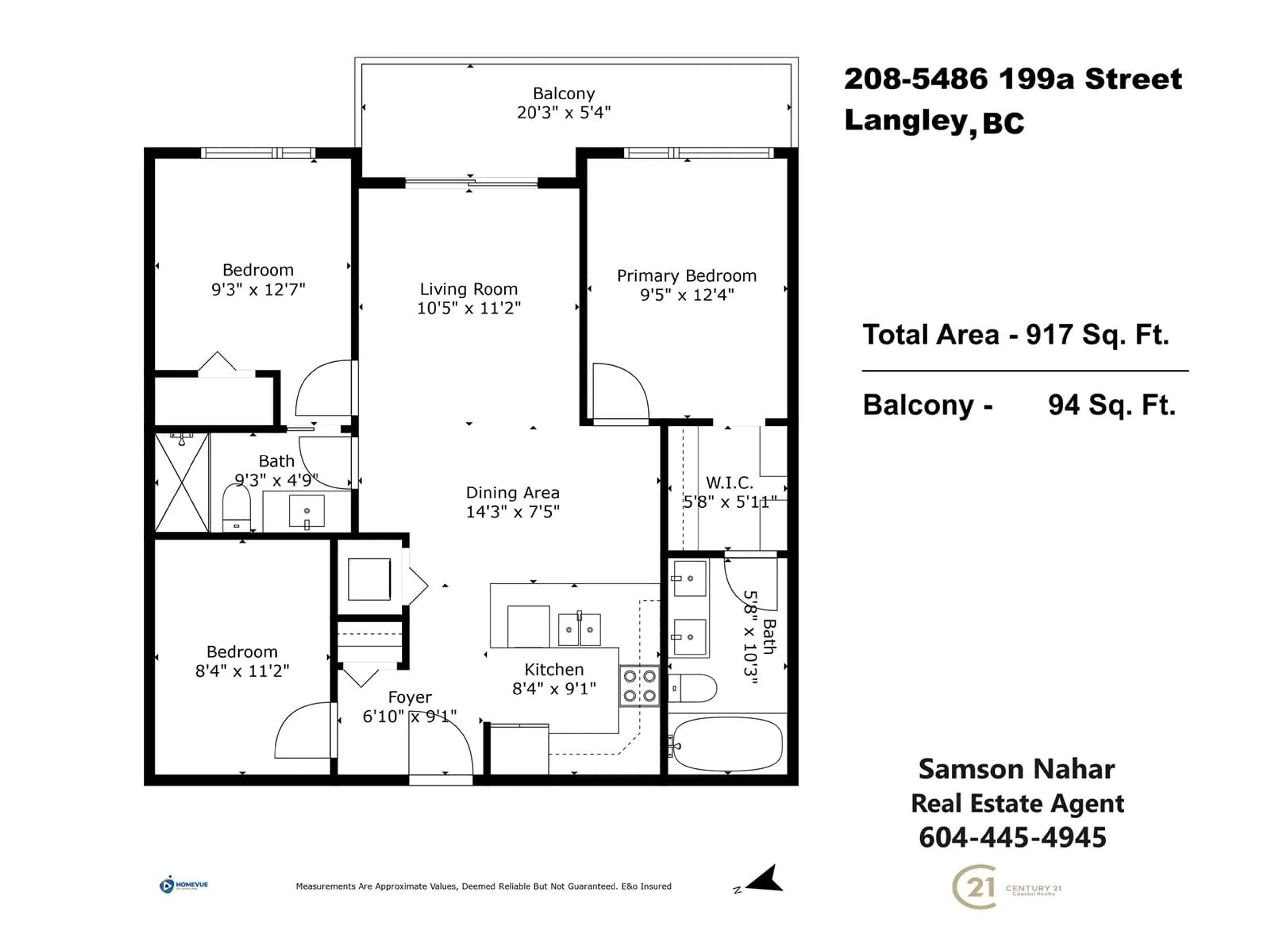 Floor plan for 208 - 5486 199A, Langley British Columbia V3A0N6