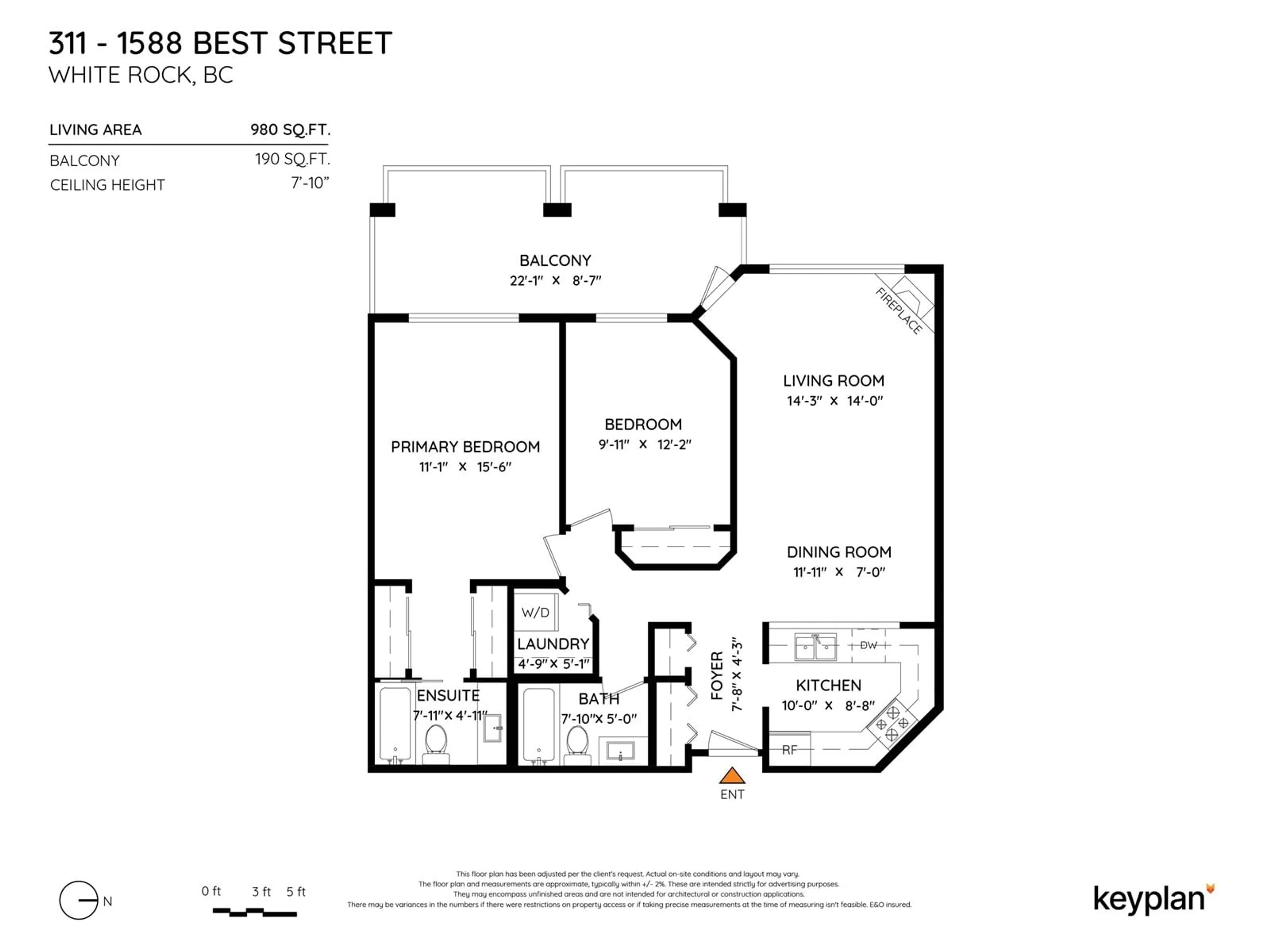 Floor plan for 311 - 1588 BEST, White Rock British Columbia V4B4G1