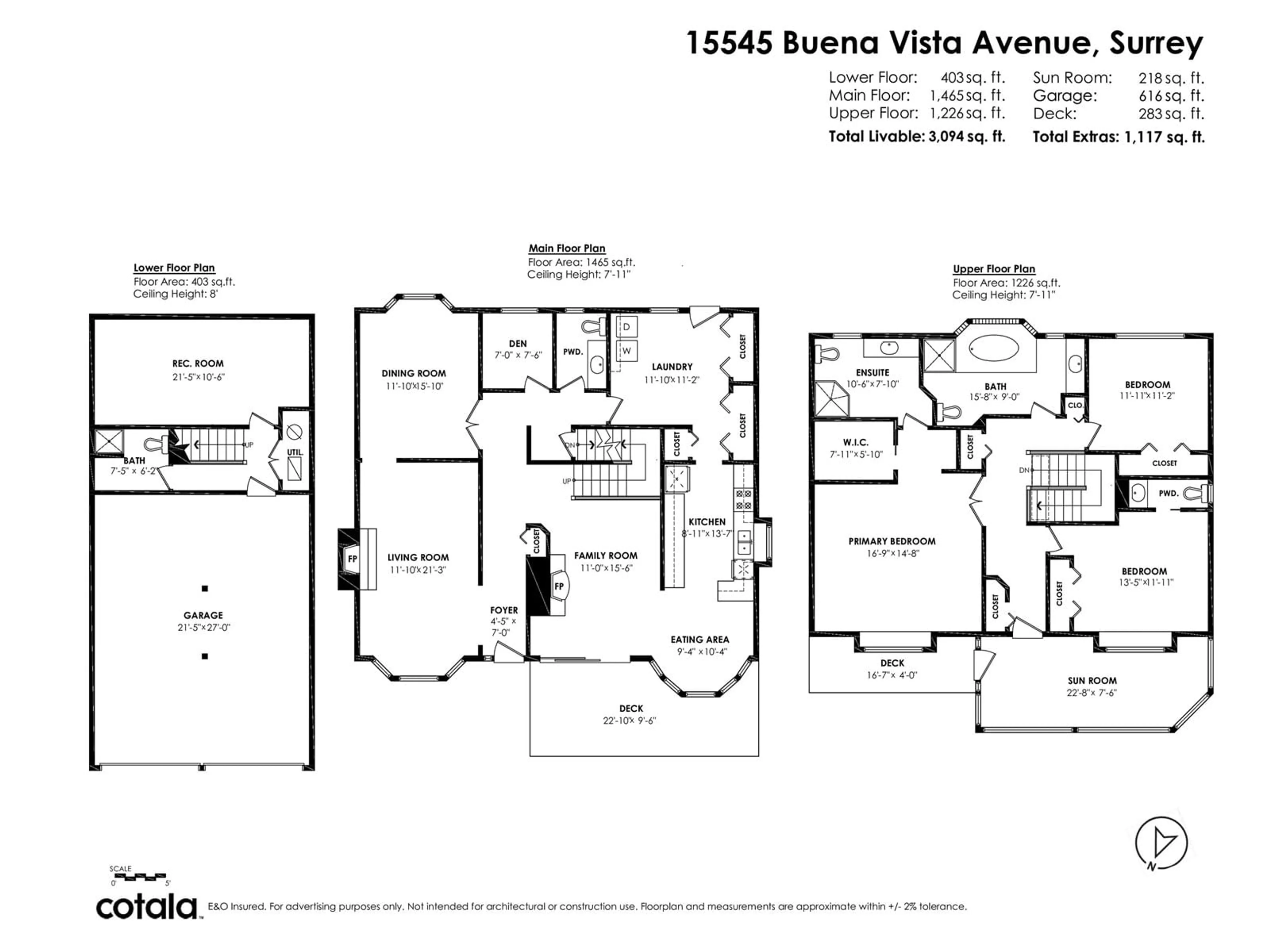 Floor plan for 15545 BUENA VISTA, White Rock British Columbia V4B1Y9