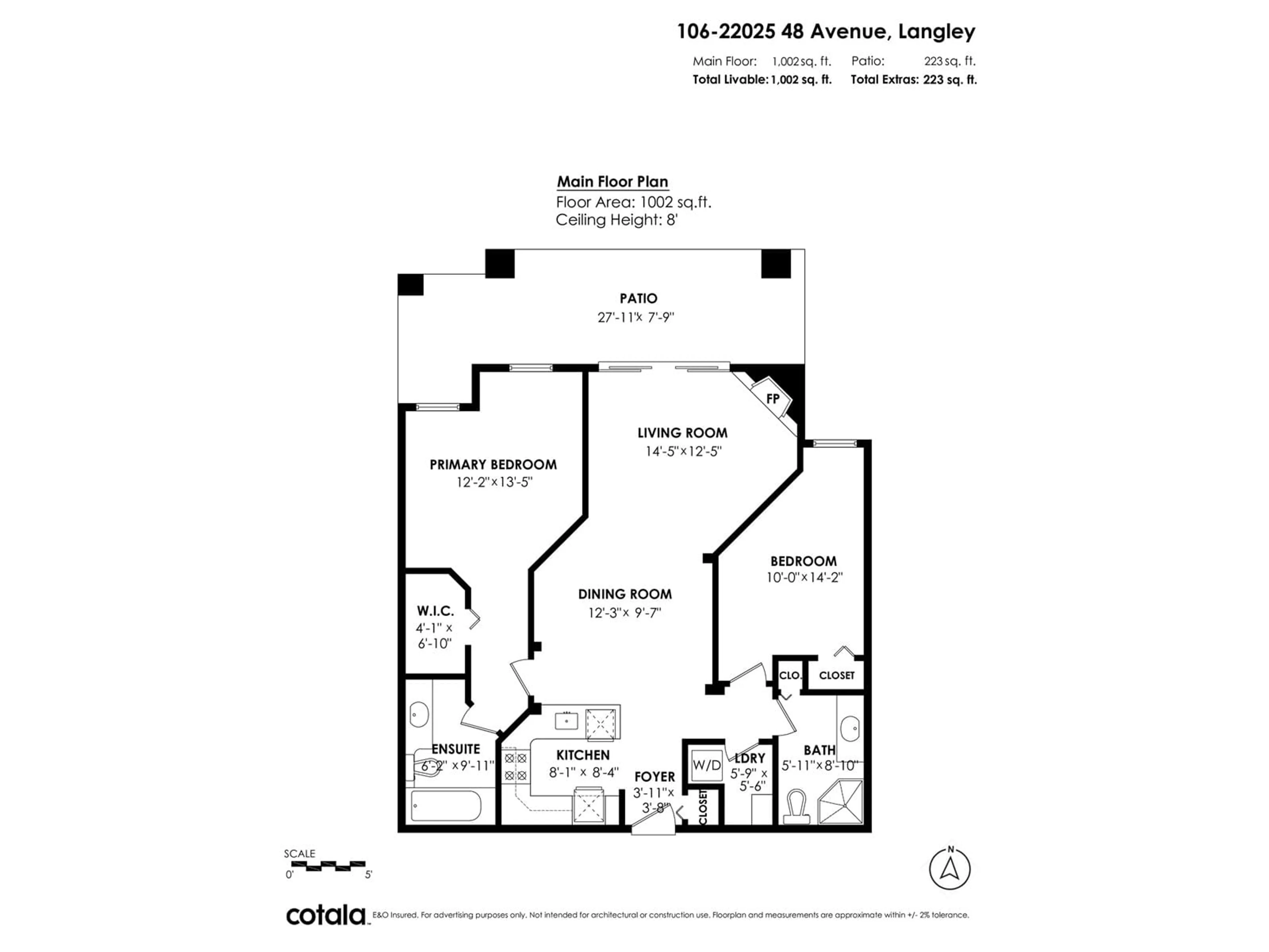 Floor plan for 106 - 22025 48, Langley British Columbia V3A8L2