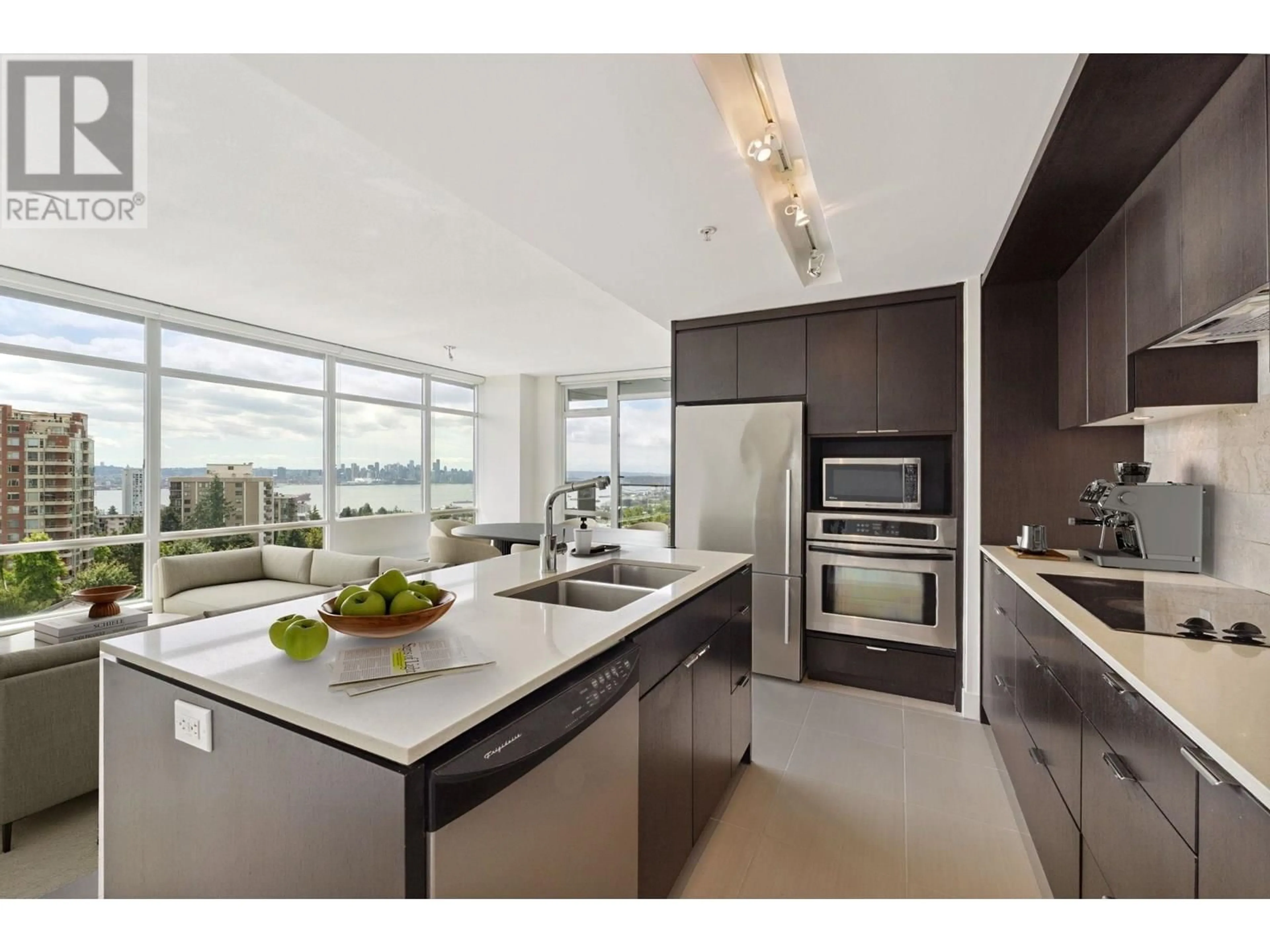 Contemporary kitchen, ceramic/tile floor for 906 - 158 13TH STREET, North Vancouver British Columbia V7M0A7