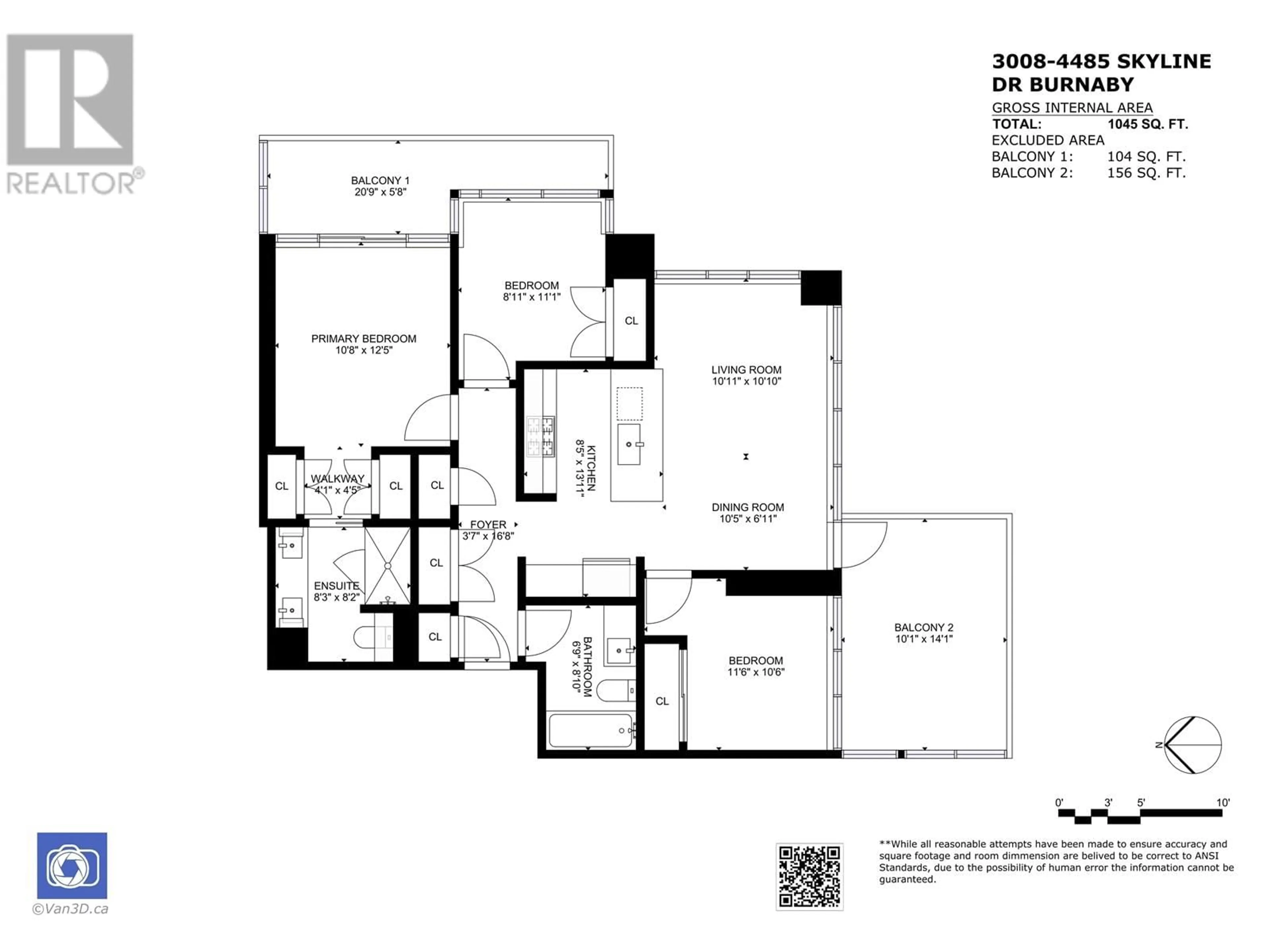 Floor plan for 3008 - 4485 SKYLINE DRIVE, Burnaby British Columbia V5C0J2