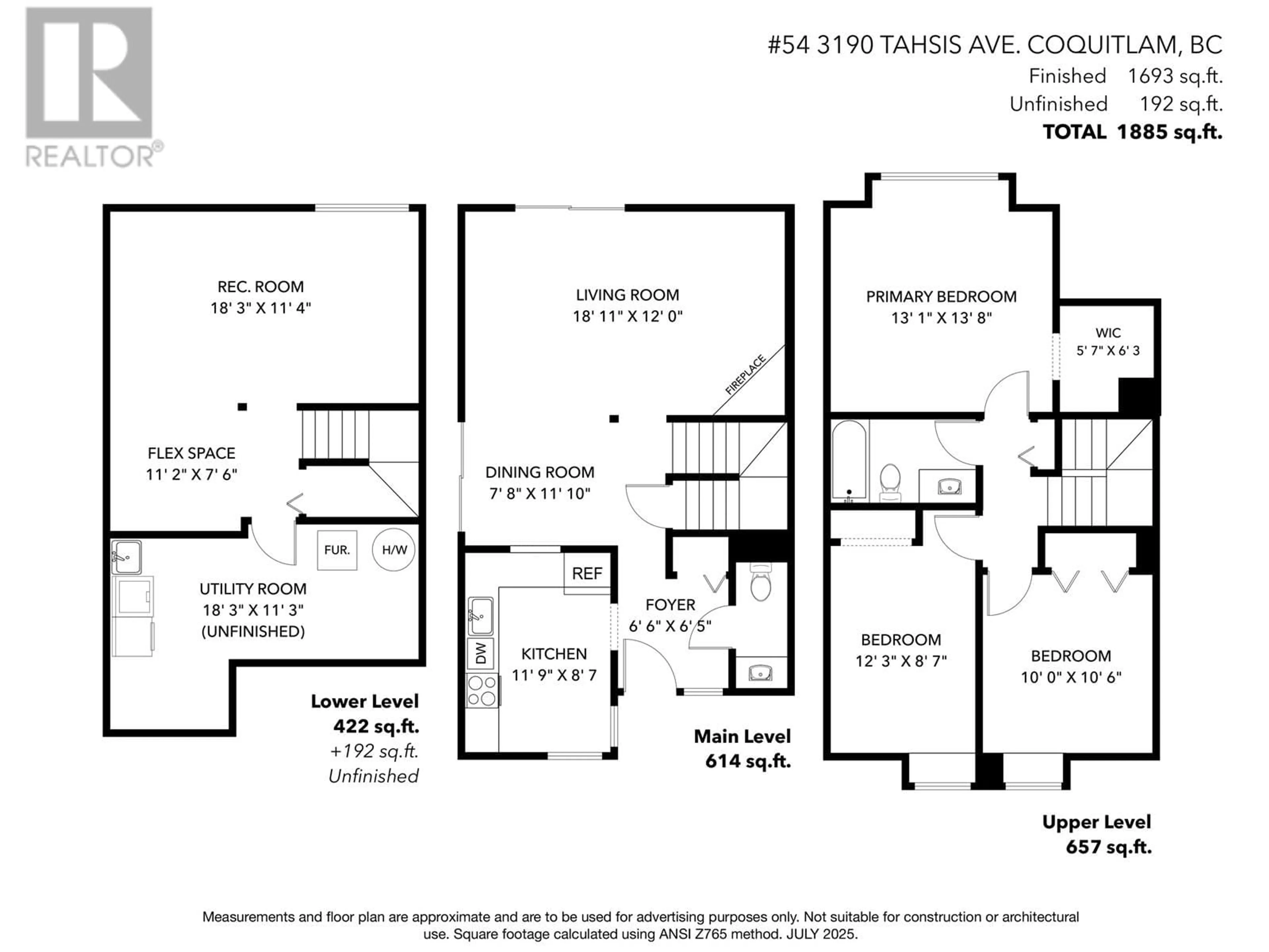 Floor plan for 54 - 3190 TAHSIS AVENUE, Coquitlam British Columbia V3B6C2