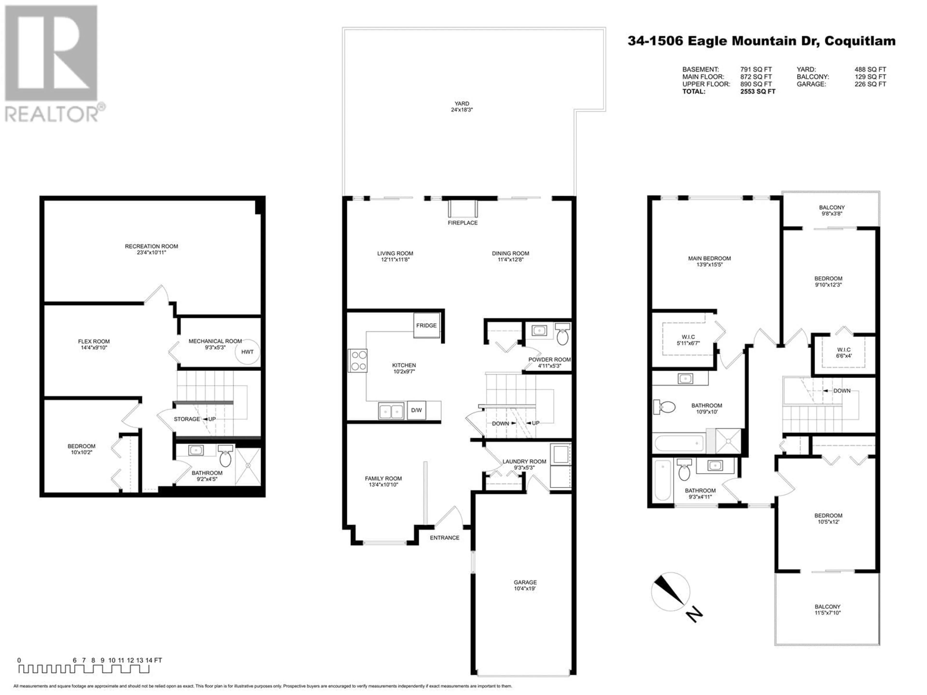 Floor plan for 34 - 1506 EAGLE MOUNTAIN DRIVE, Coquitlam British Columbia V3E3J4
