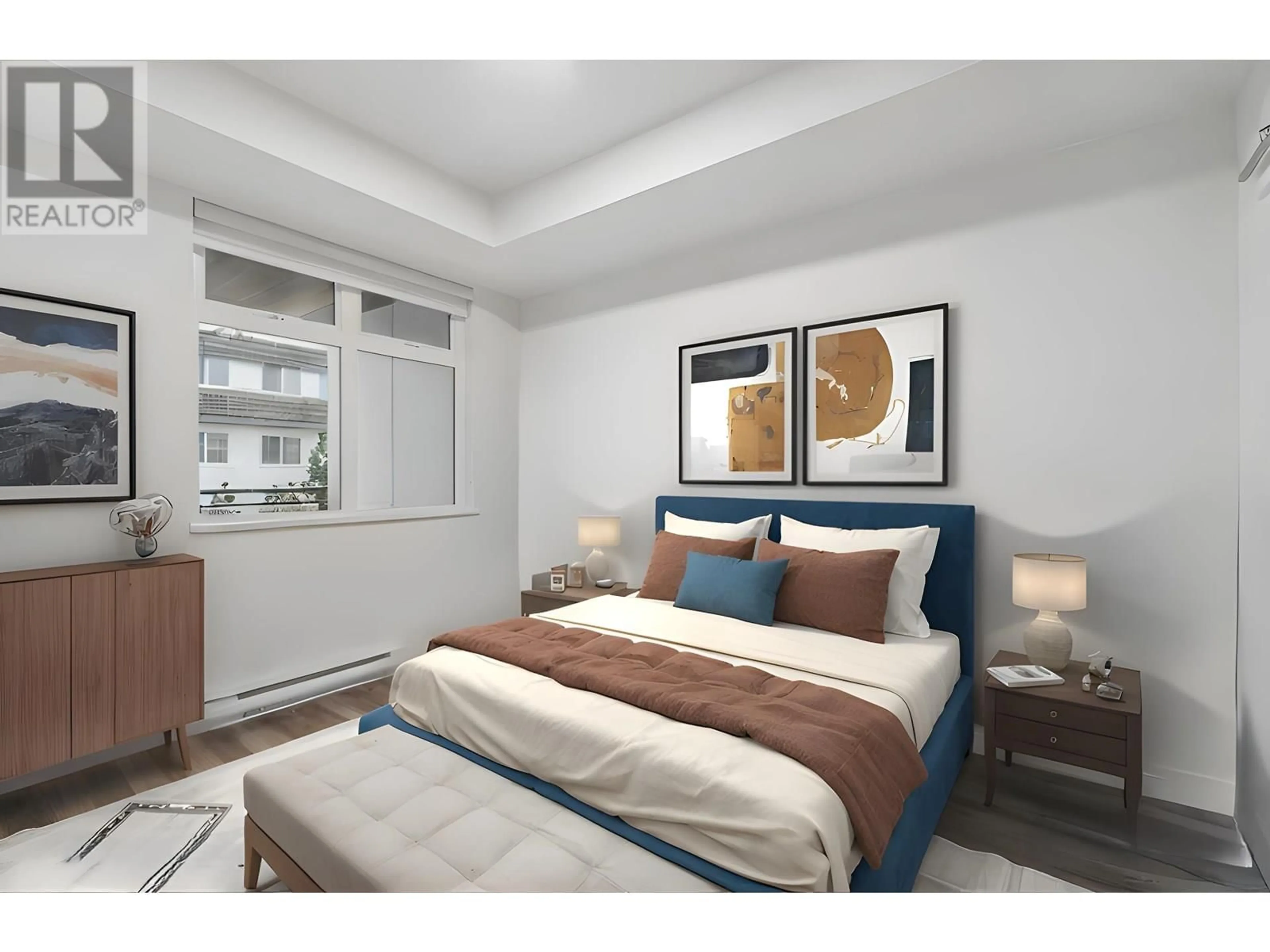 Bedroom with bed, carpet floor for 408 - 5535 HASTINGS STREET, Burnaby British Columbia V5B1R2