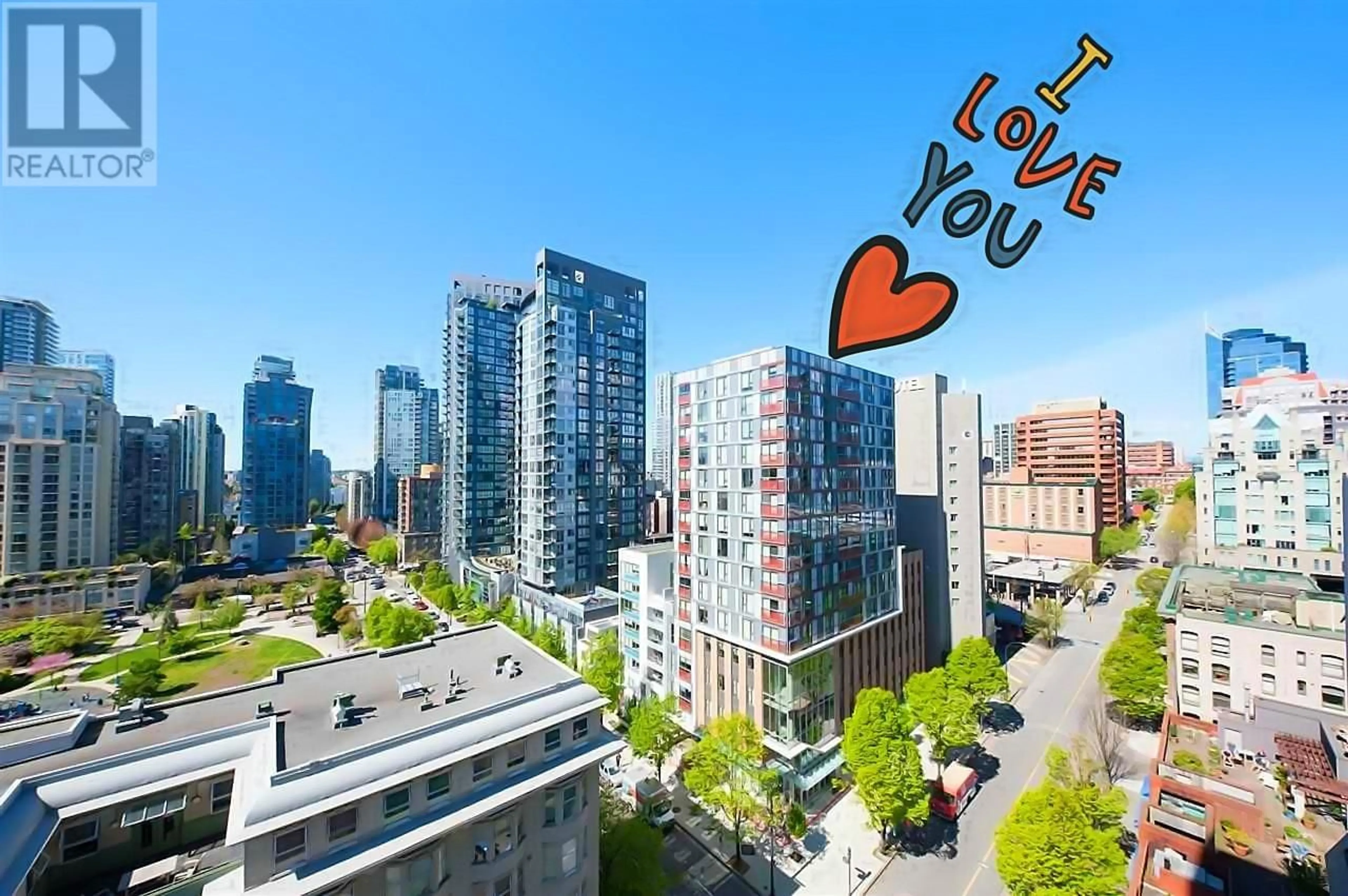 A pic from outside/outdoor area/front of a property/back of a property/a pic from drone, city buildings view from balcony for 1809 - 1082 SEYMOUR STREET, Vancouver British Columbia V6B1X9