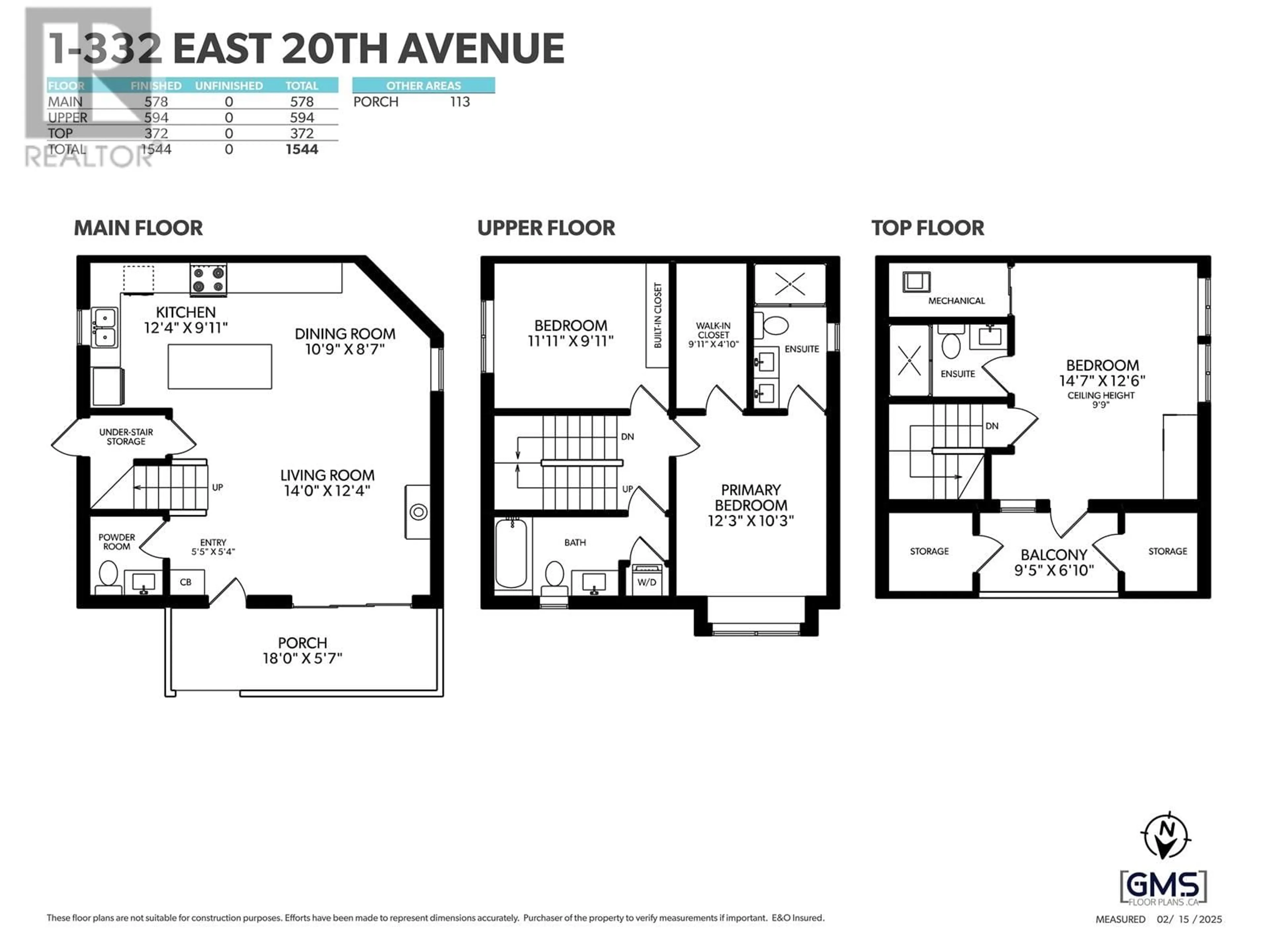 Floor plan for 1 - 332 20TH AVENUE, Vancouver British Columbia V5V1M3