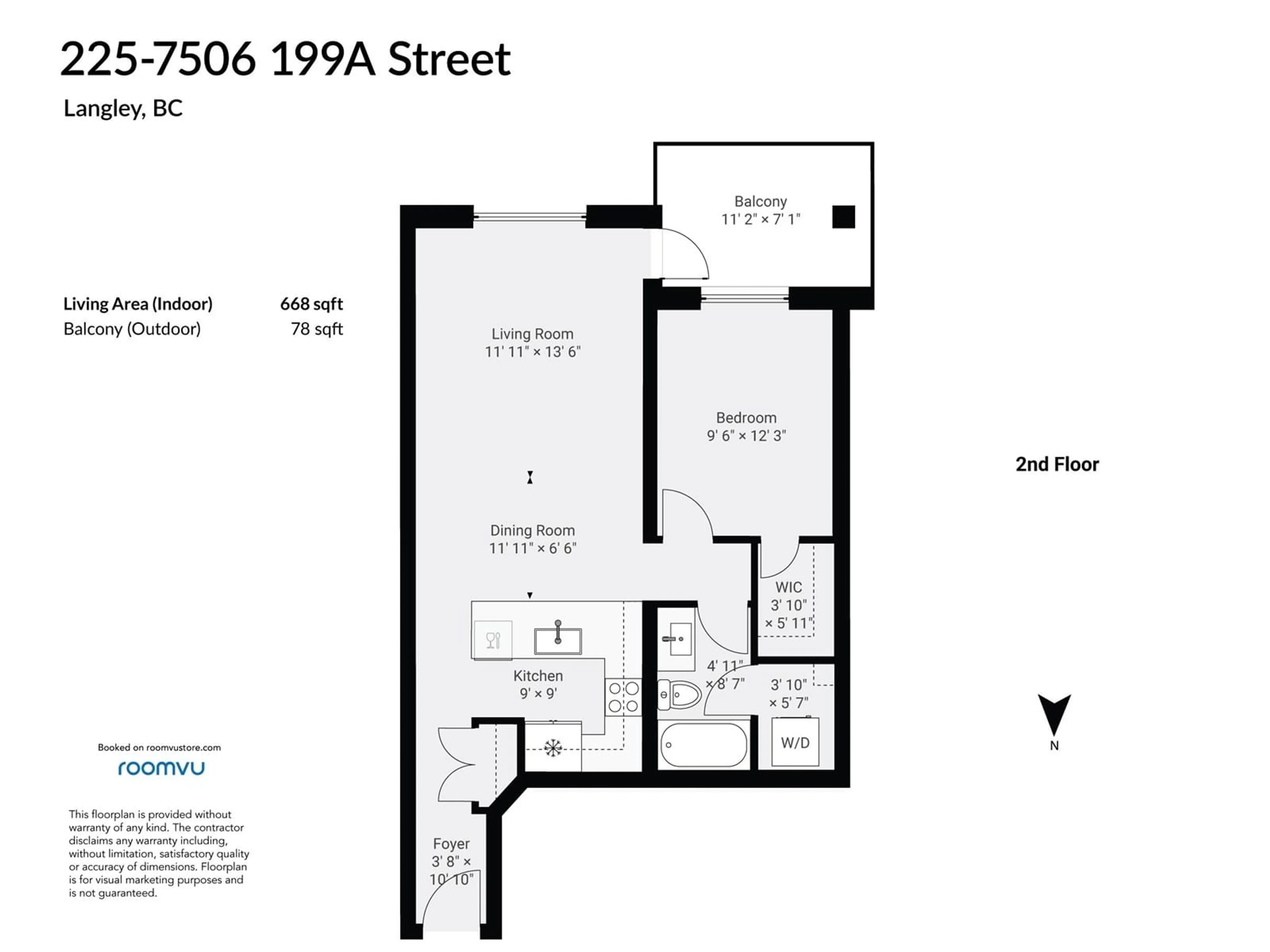 Floor plan for 225 - 7506 199A, Langley British Columbia V2Y3K9