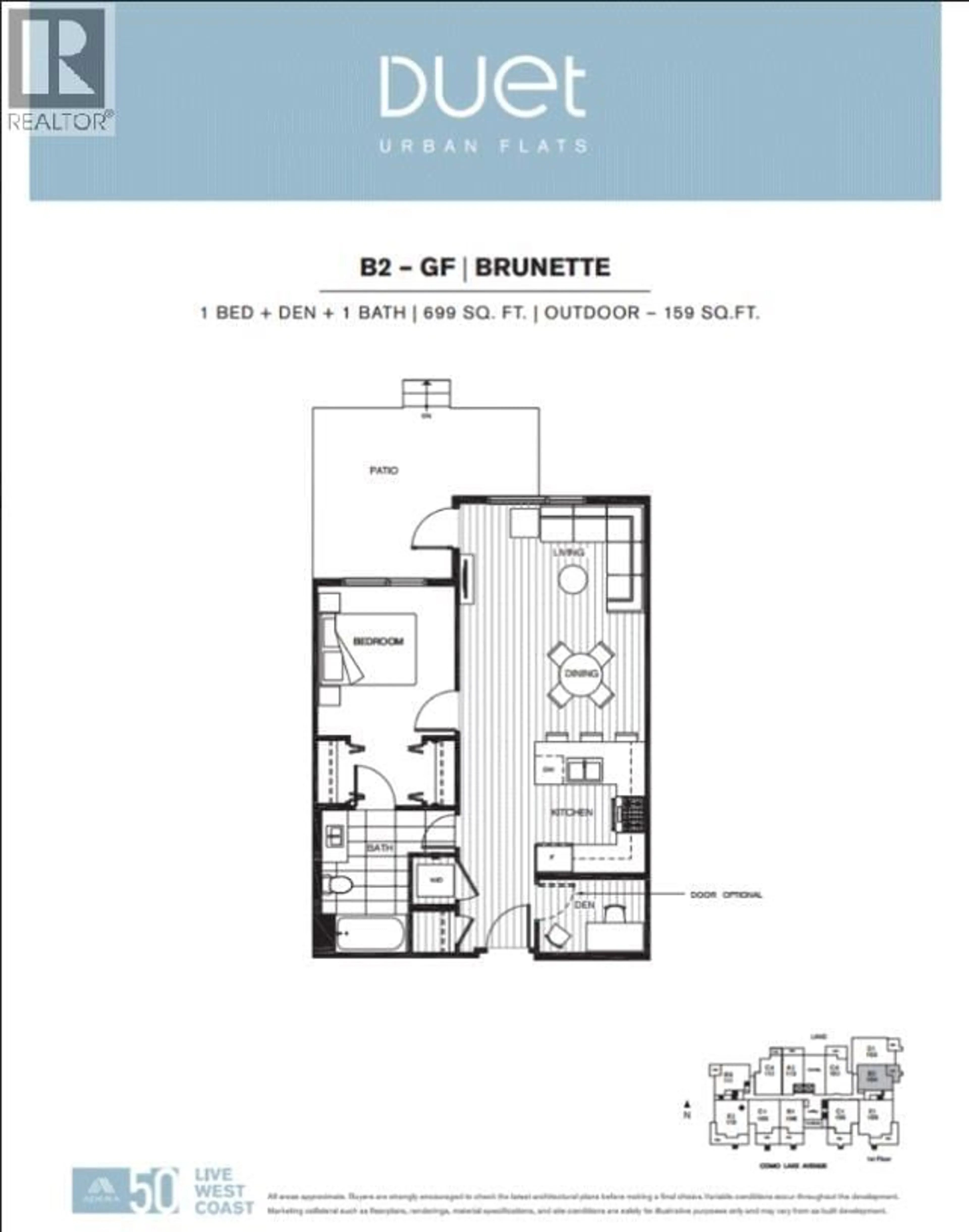 Floor plan for 104 - 707 COMO LAKE AVENUE, Coquitlam British Columbia V3J0J5