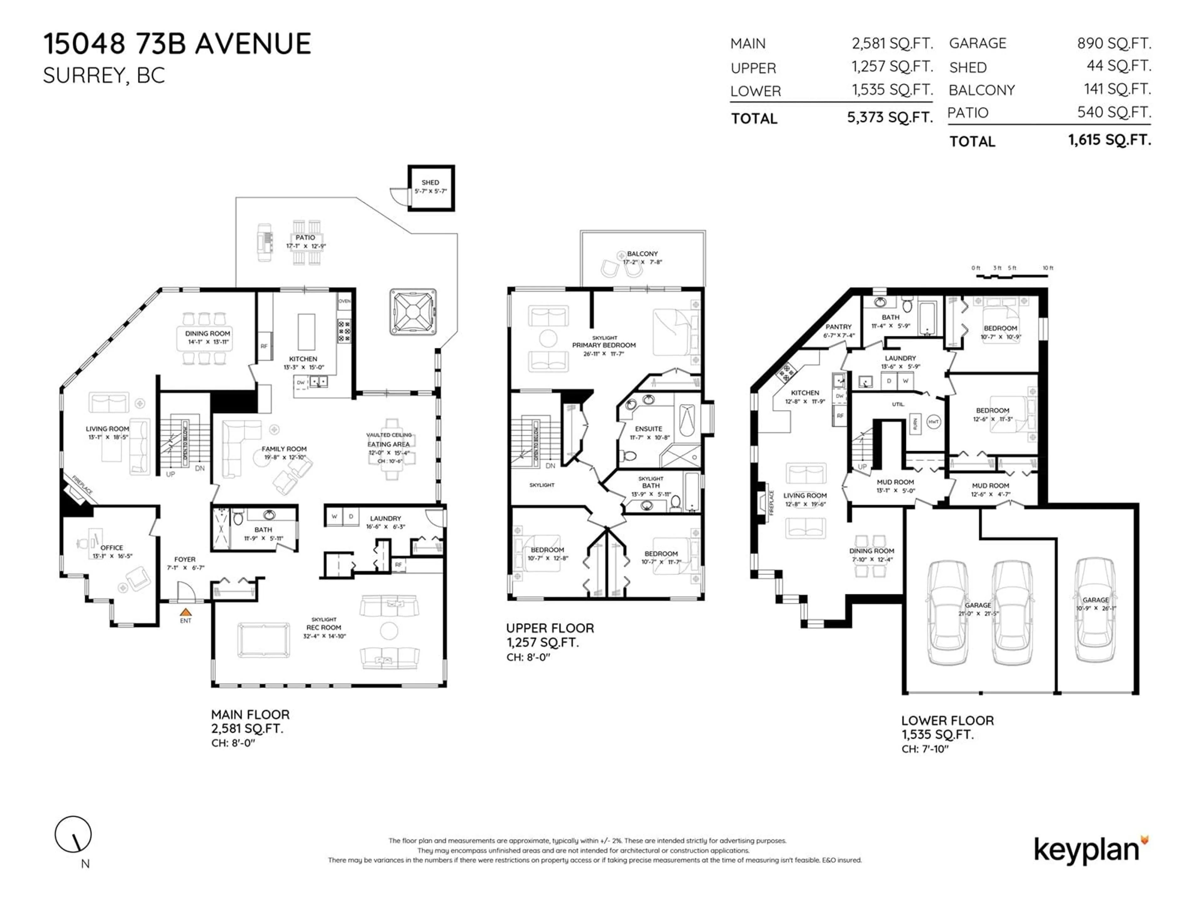 Floor plan for 15048 73B, Surrey British Columbia V3S7H5