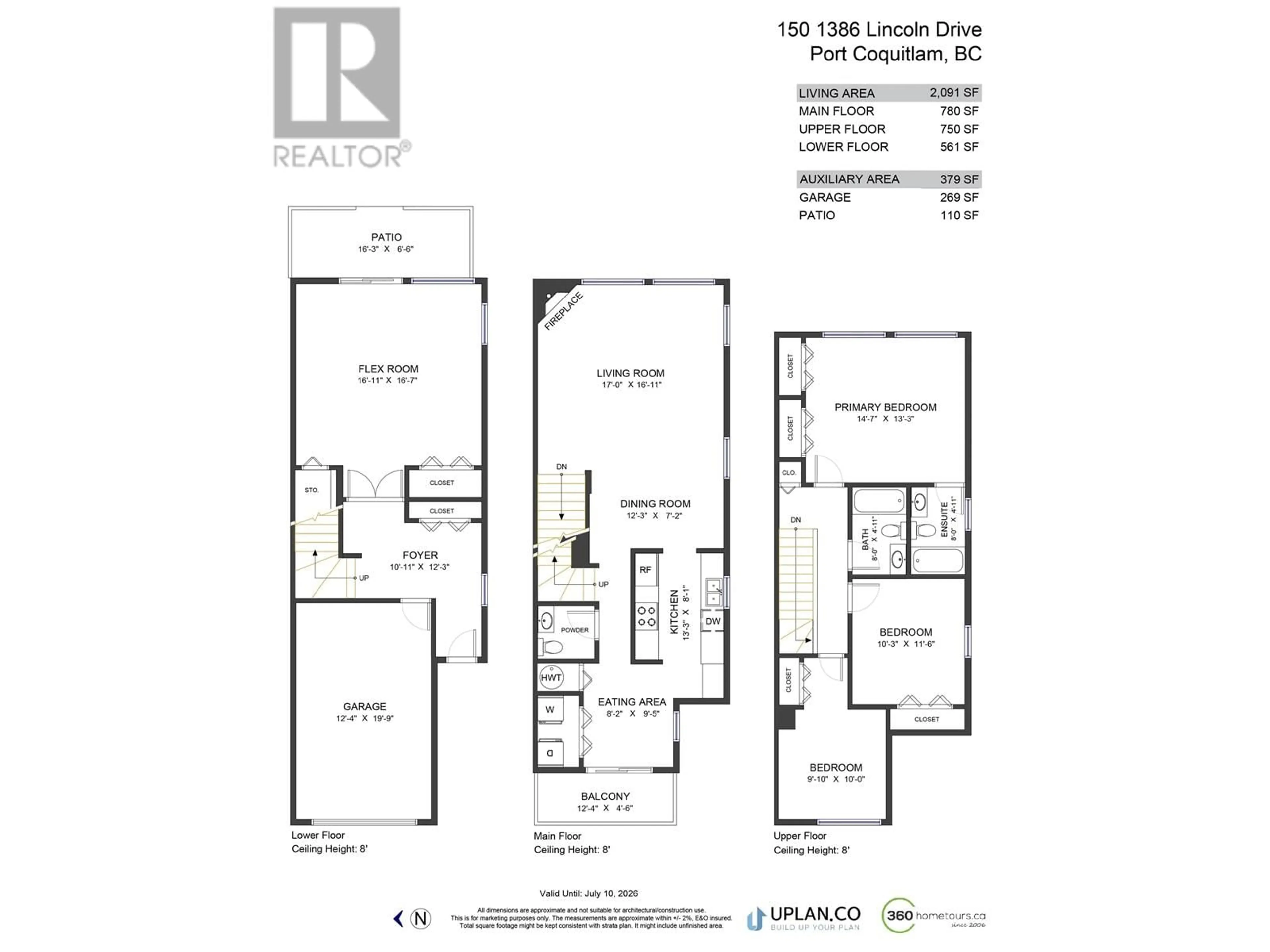 Floor plan for 150 - 1386 LINCOLN DRIVE, Port Coquitlam British Columbia V3B7G6