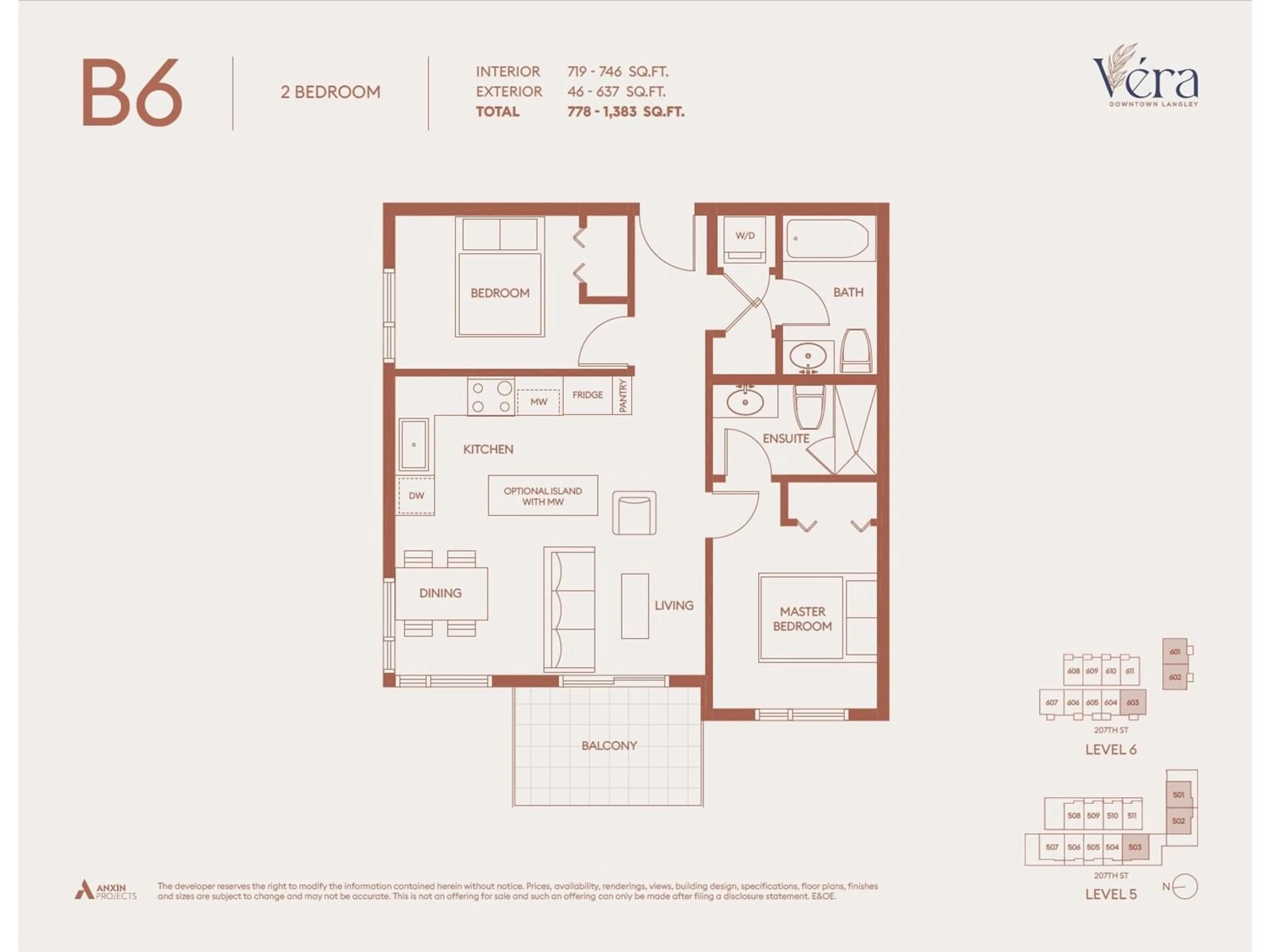 Floor plan for 503 - 5398 207, Langley British Columbia V3A2G1