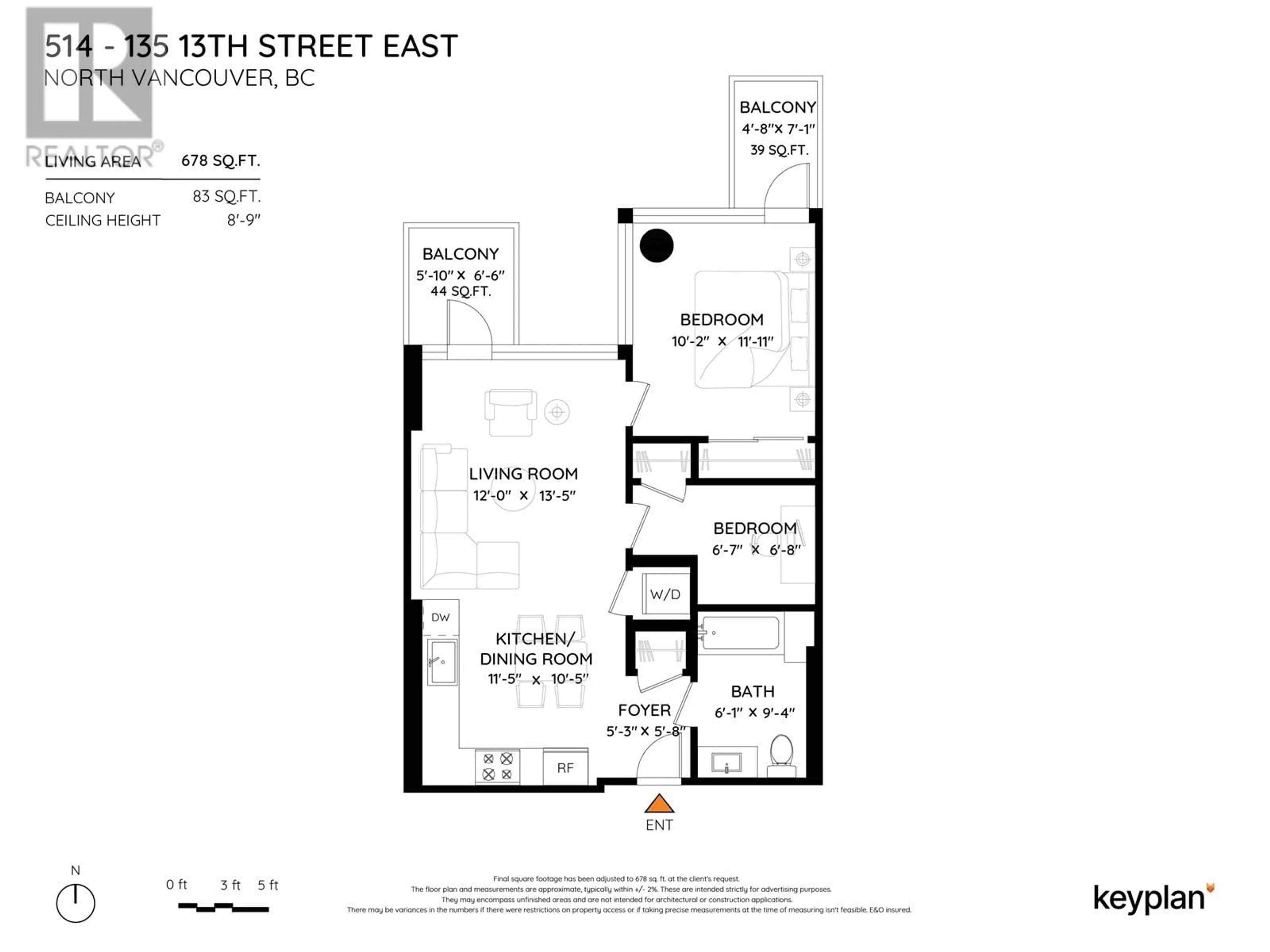 Floor plan for 514 - 135 13TH STREET, North Vancouver British Columbia V7L0J8