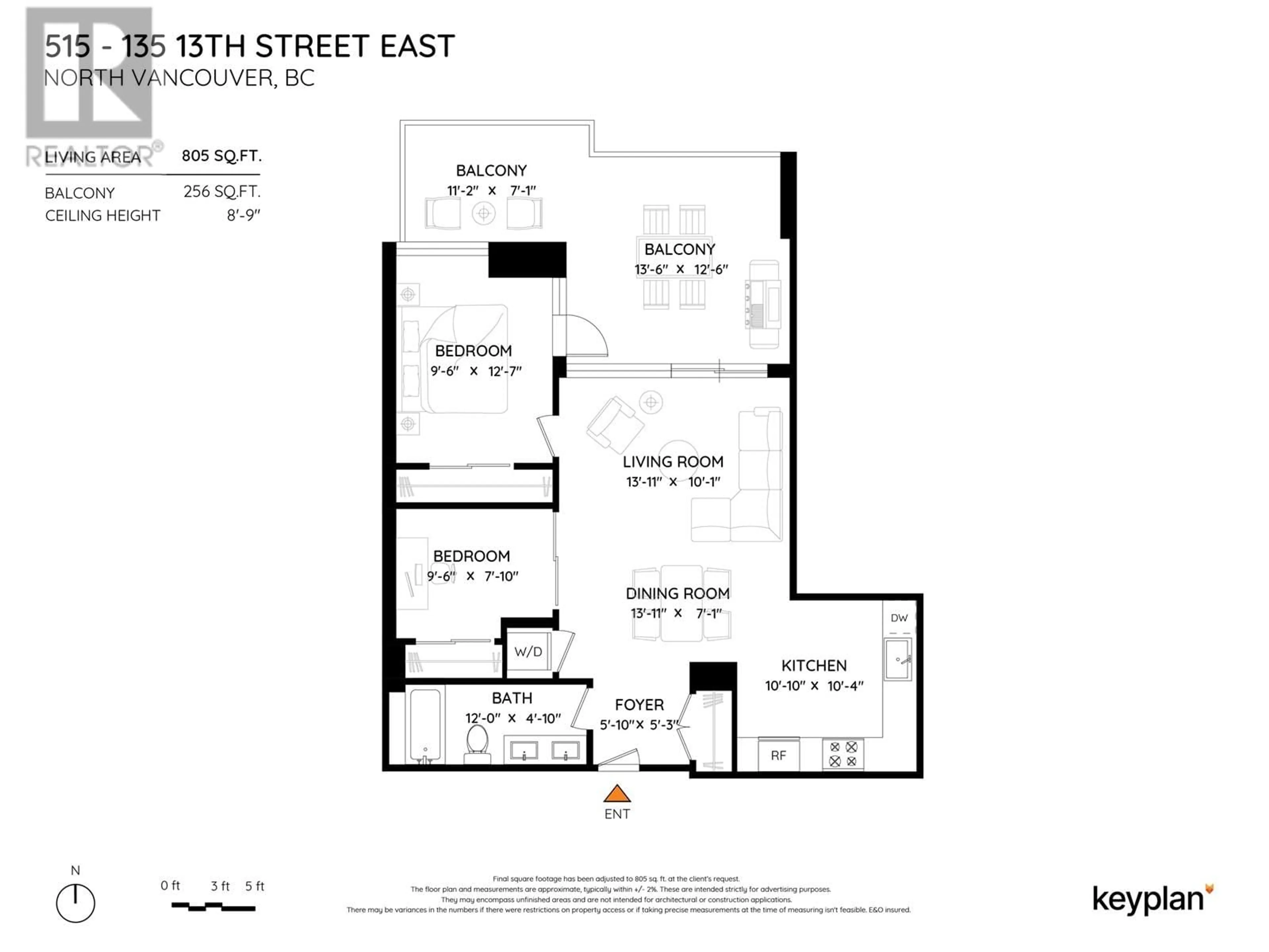 Floor plan for 515 - 135 13TH STREET, North Vancouver British Columbia V7L0J8