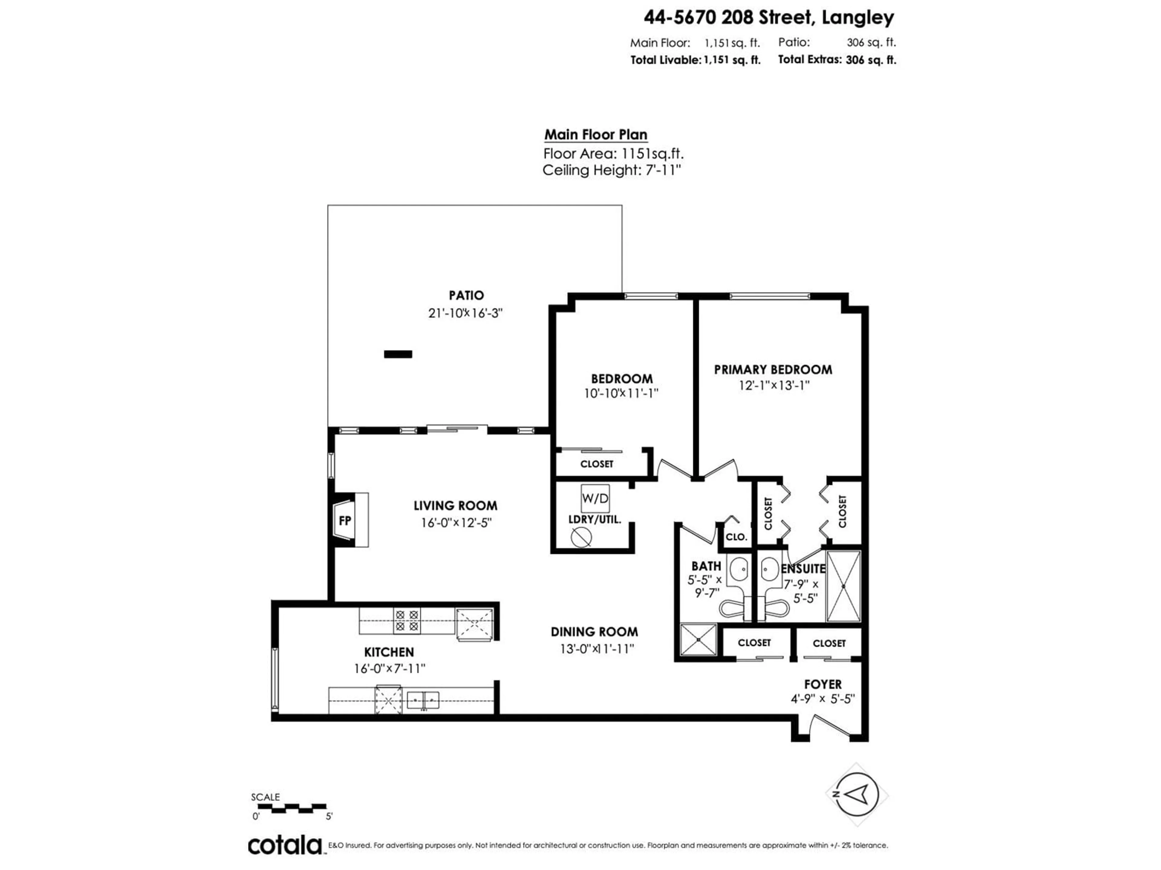 Floor plan for 44 - 5670 208, Langley British Columbia V3A8G4
