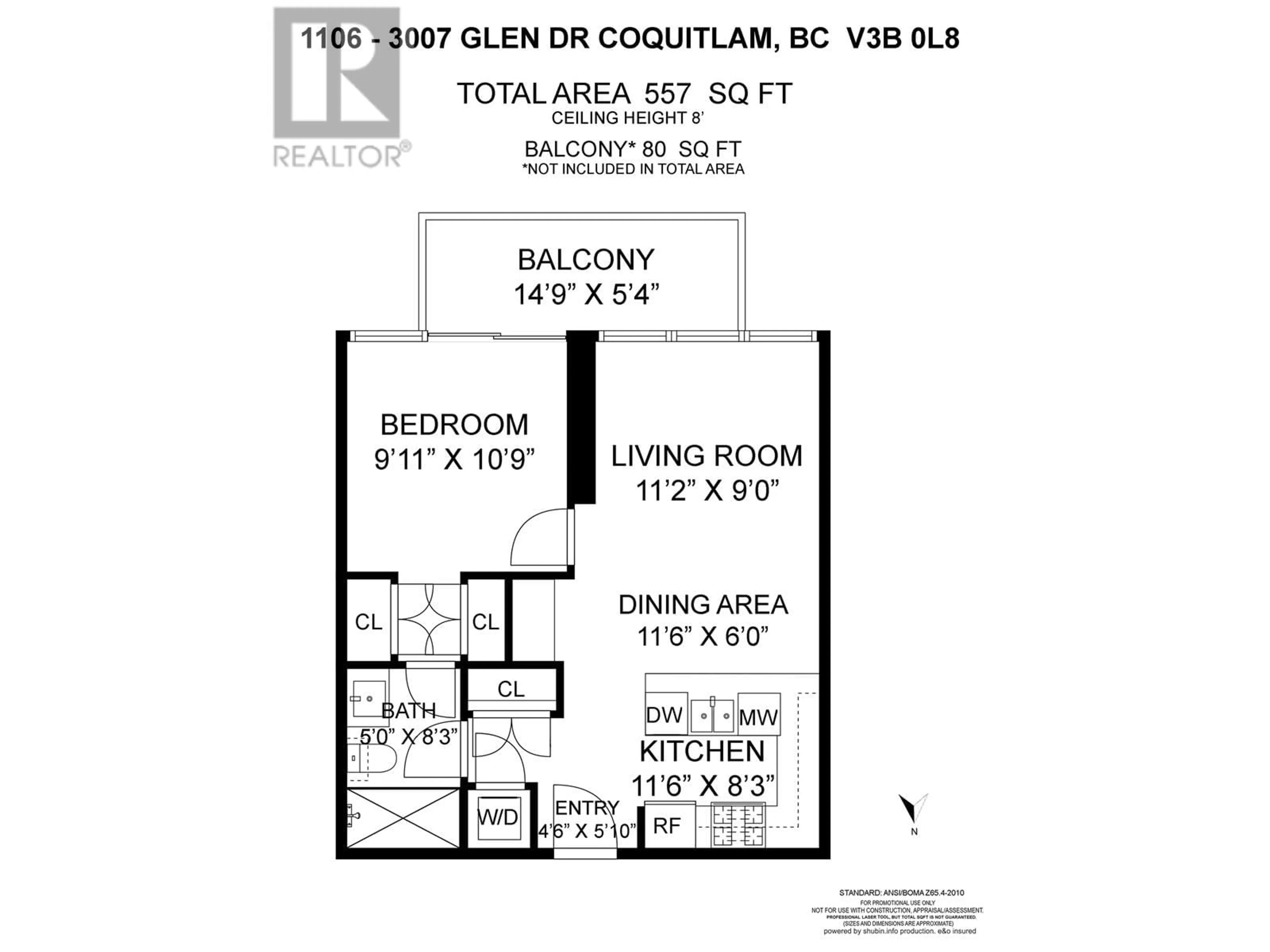 Floor plan for 1106 - 3007 GLEN DRIVE, Coquitlam British Columbia V3B0L8