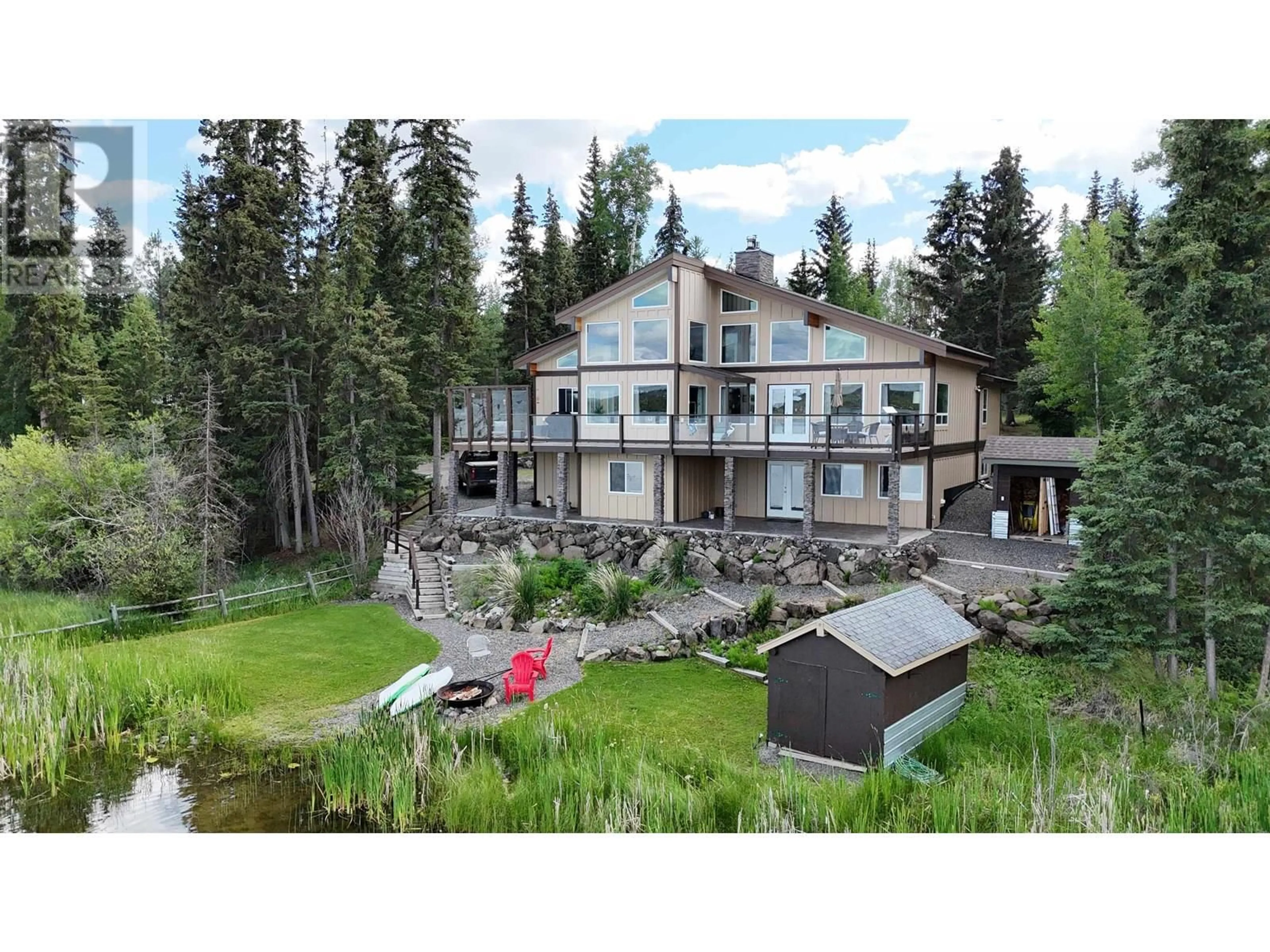 A pic from outside/outdoor area/front of a property/back of a property/a pic from drone, water/lake/river/ocean view for 6323 MOOSE POINT DRIVE, 70 Mile House British Columbia V0K2K1