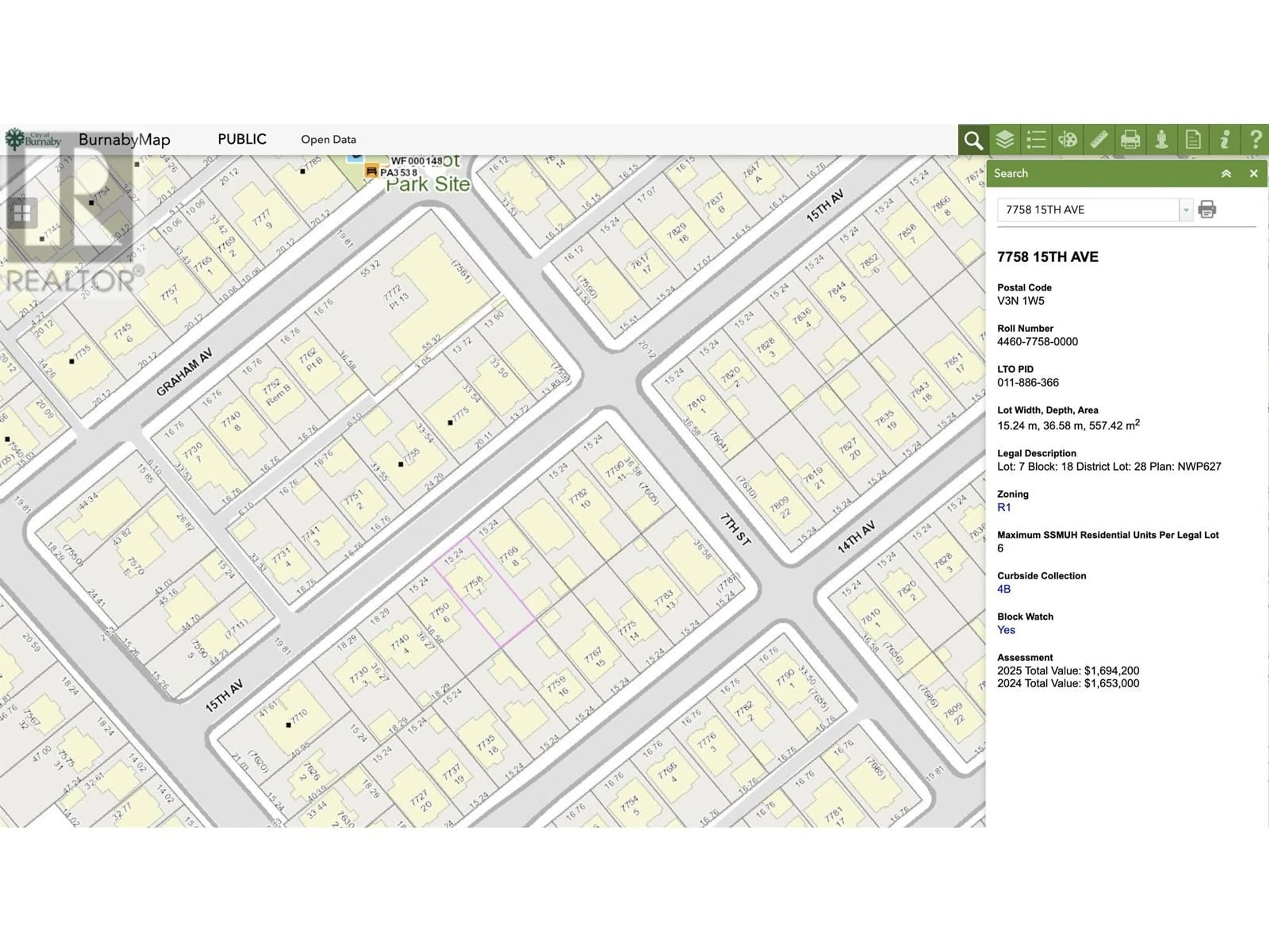 Picture of a map for 7758 15 TH AVENUE, Burnaby British Columbia V3N1W5