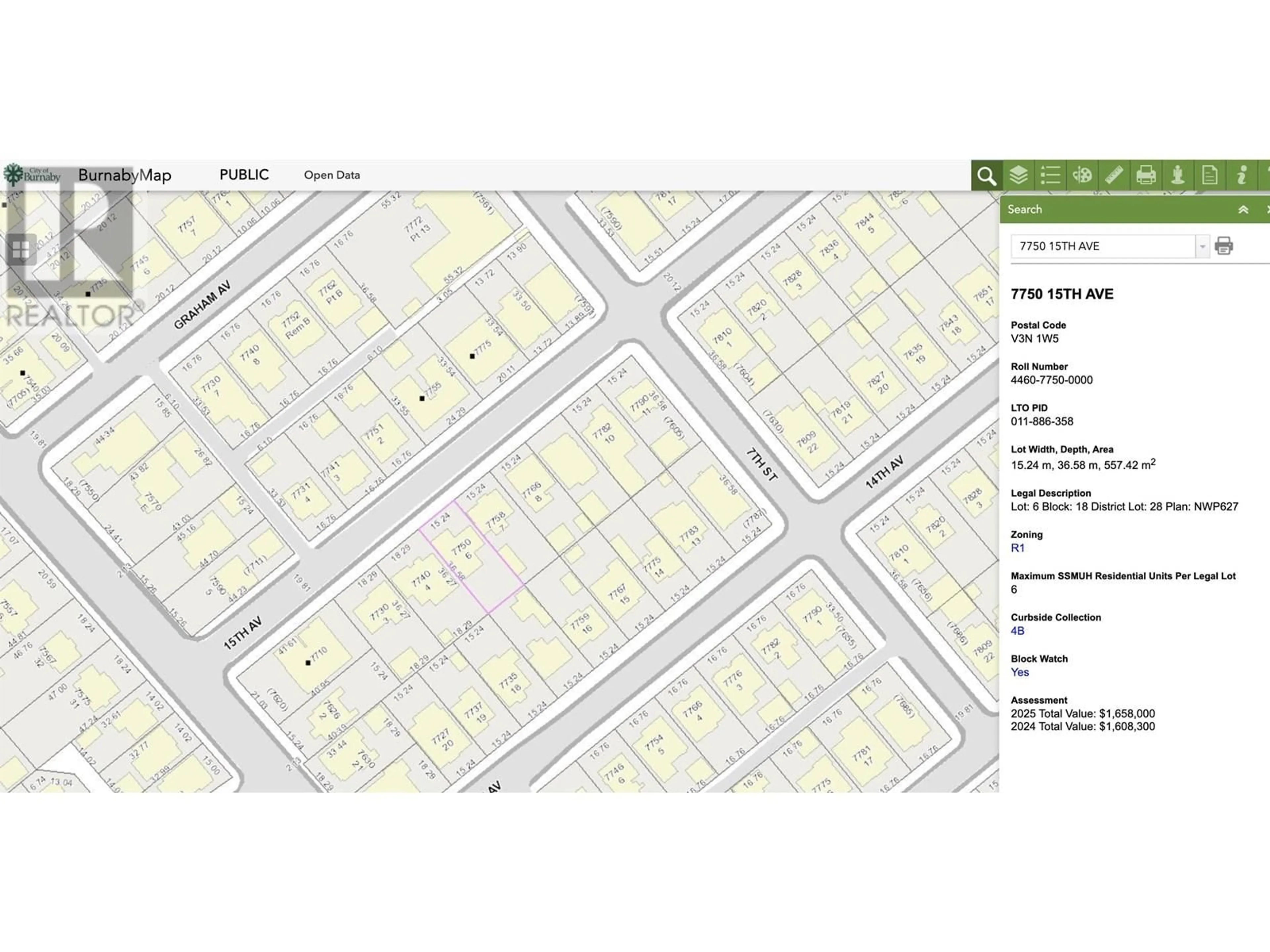 Picture of a map for 7750 15TH AVENUE, Burnaby British Columbia V3N1W5