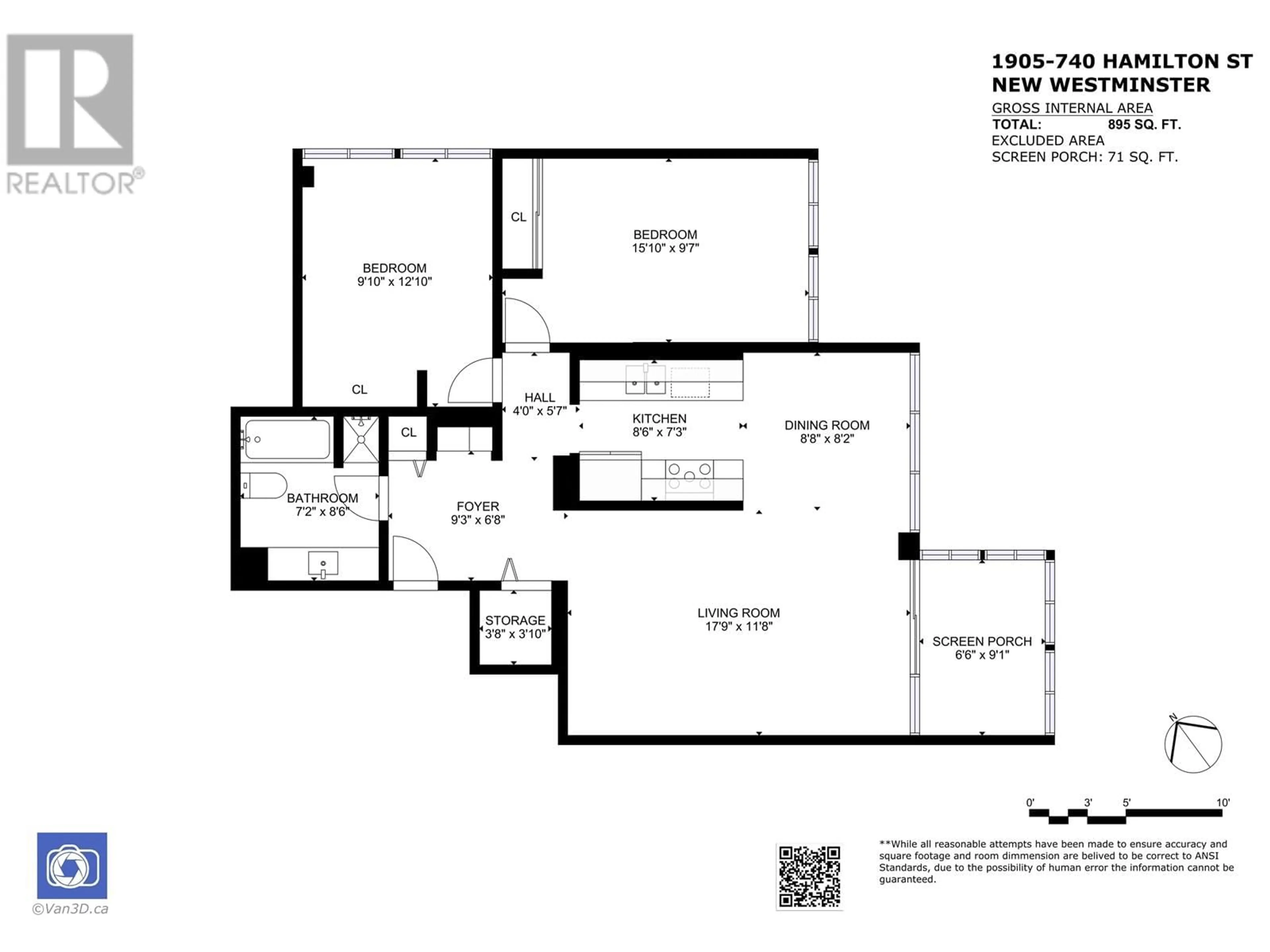 Floor plan for 1905 - 740 HAMILTON STREET, New Westminster British Columbia V3M5T7