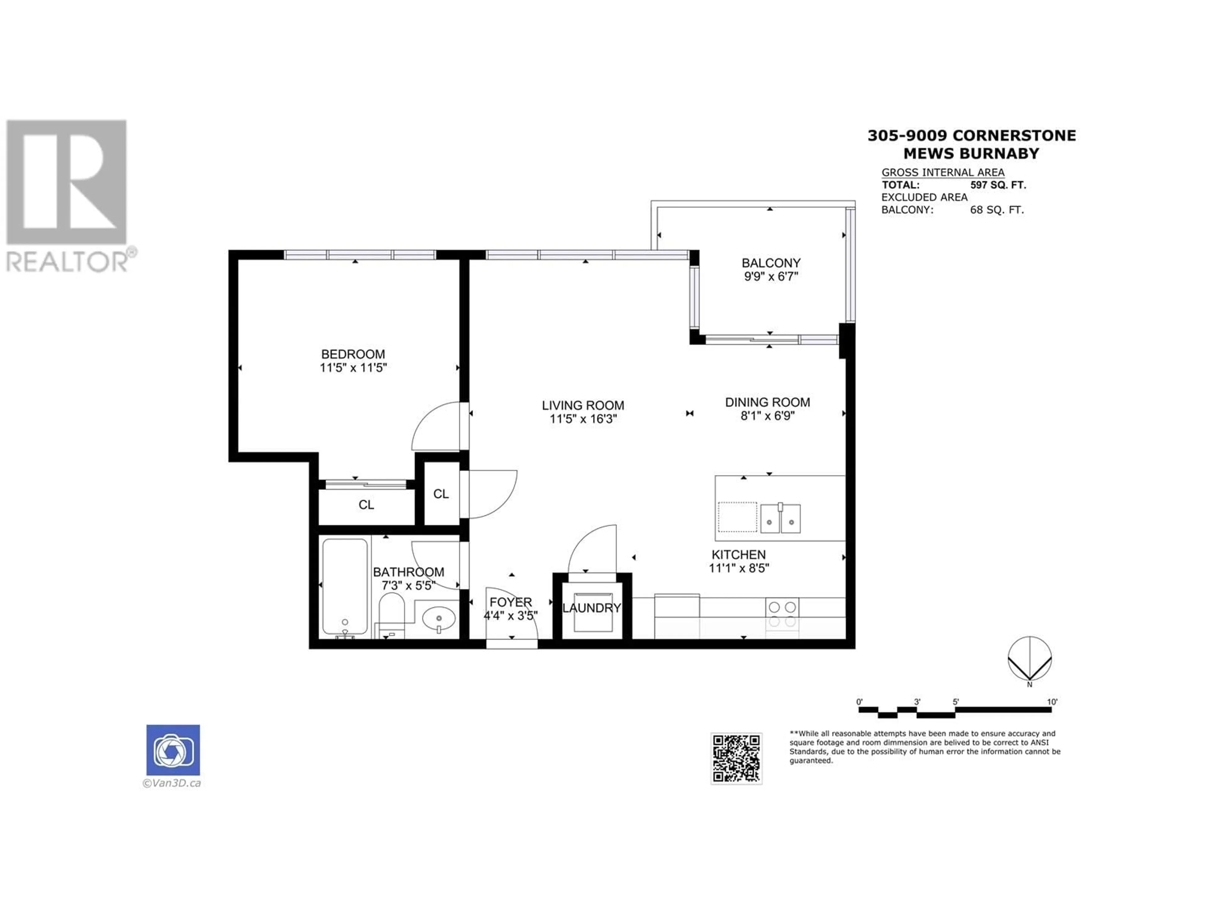 Floor plan for 305 - 9009 CORNERSTONE MEWS, Burnaby British Columbia V5A0B9