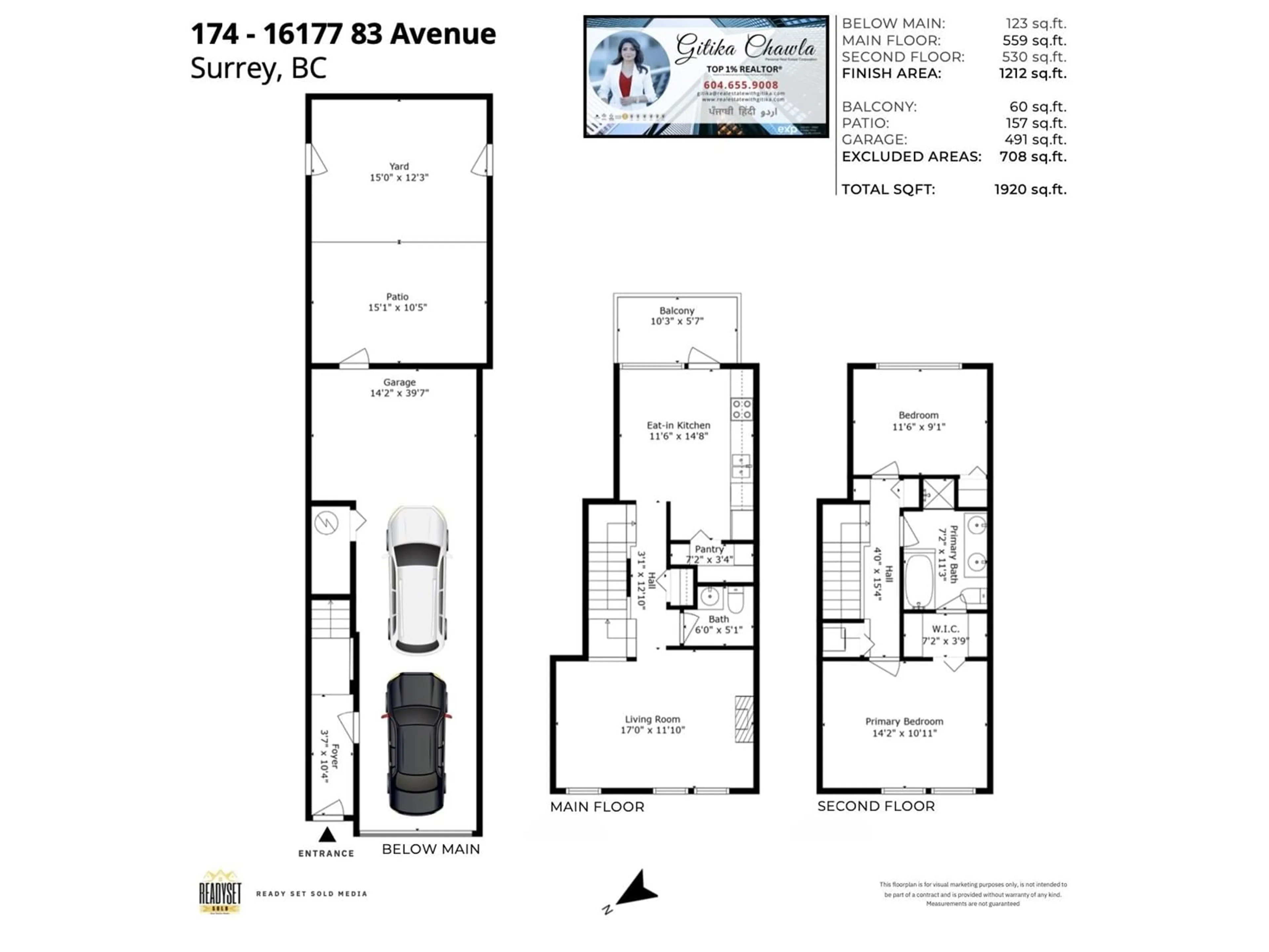 Floor plan for 174 - 16177 83, Surrey British Columbia V4N5T3