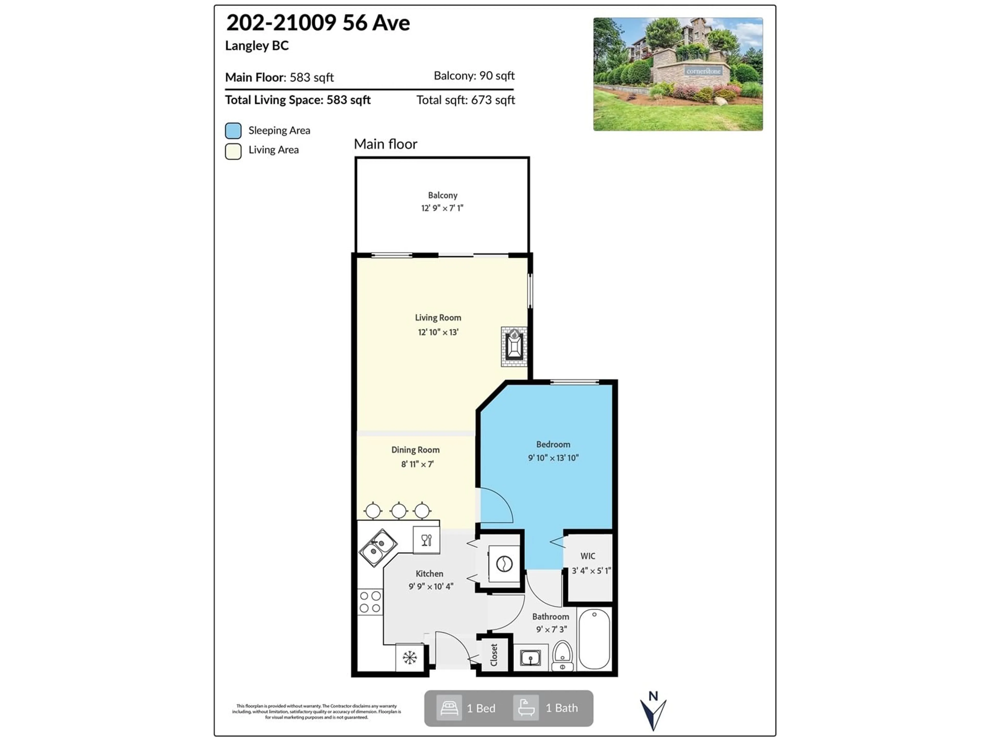 Floor plan for 202 - 21009 56, Langley British Columbia V3A0C9