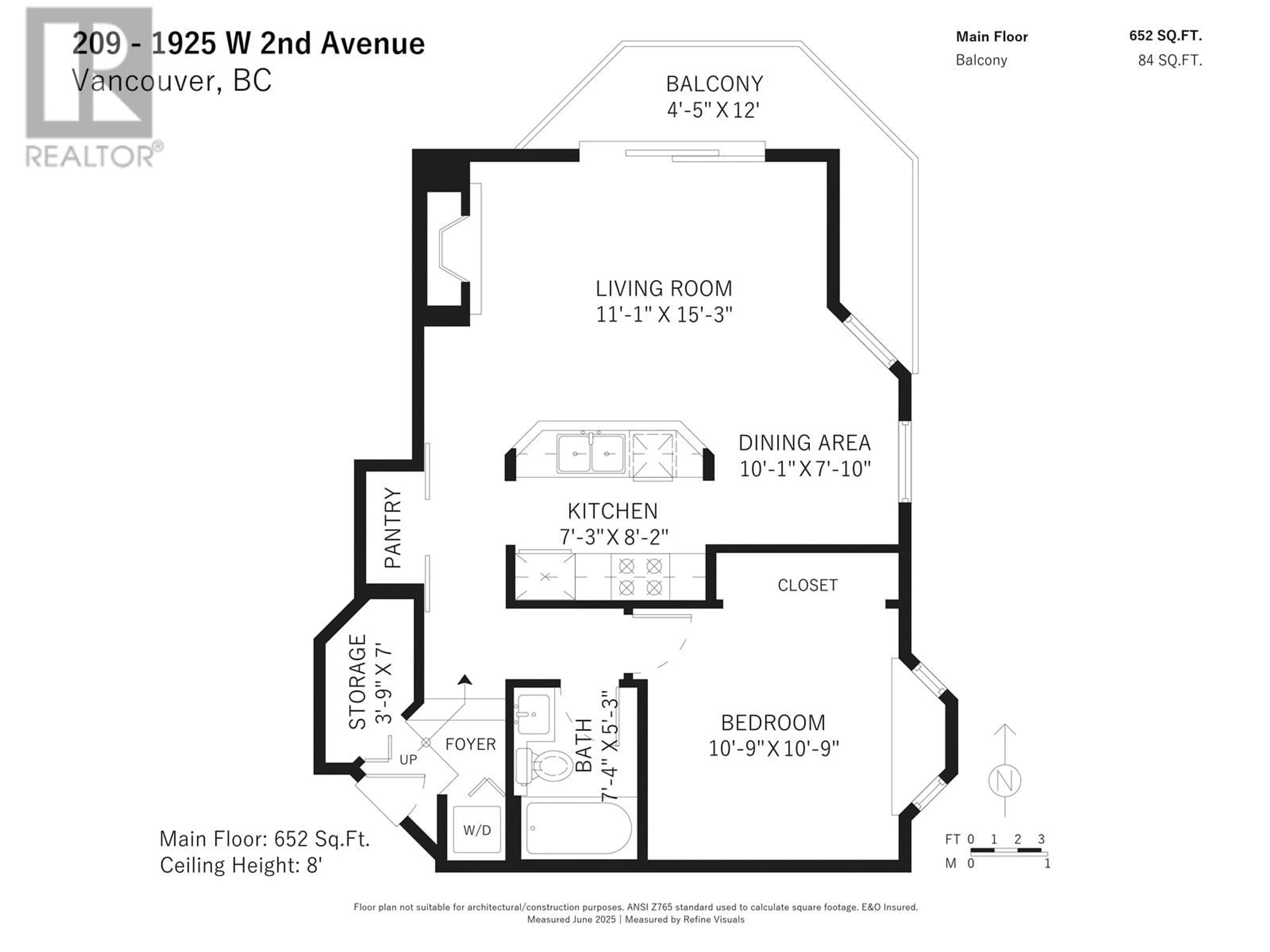 Floor plan for 209 - 1925 2ND AVENUE, Vancouver British Columbia V6J1J2