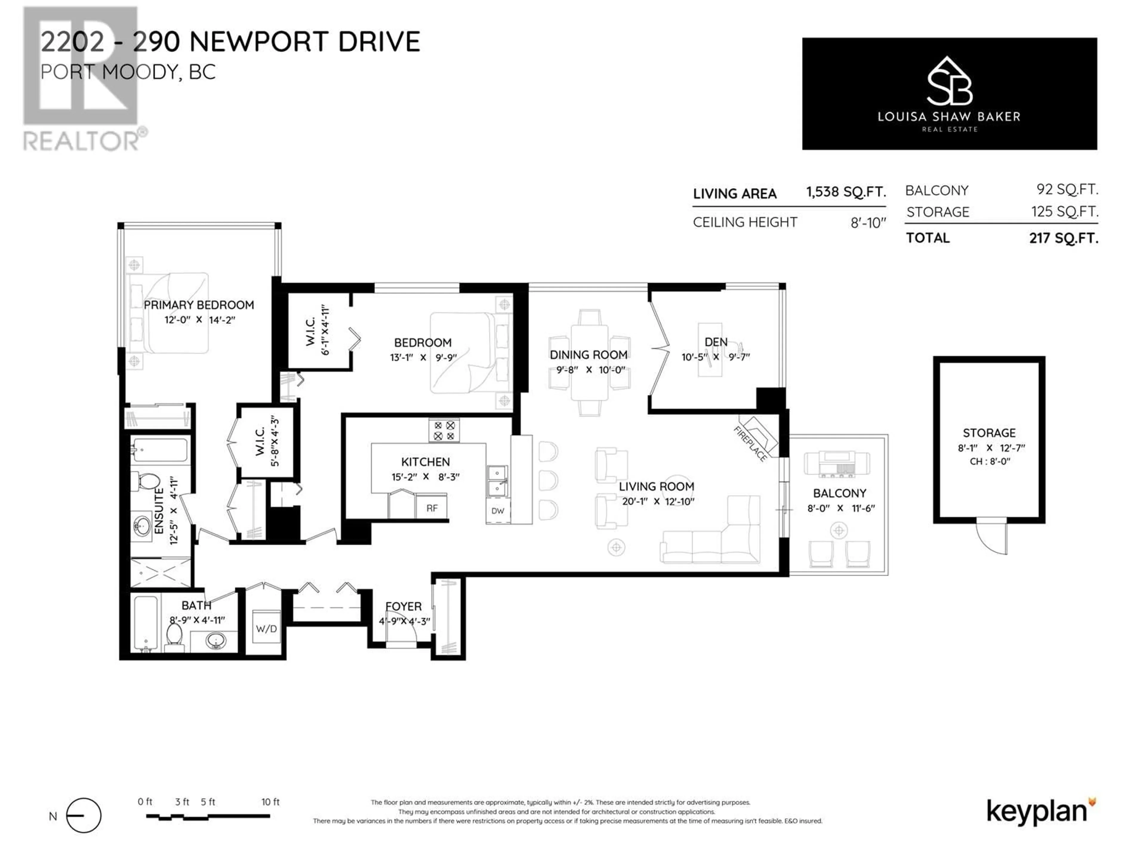 Floor plan for 2202 - 290 NEWPORT DRIVE, Port Moody British Columbia V3H5N2