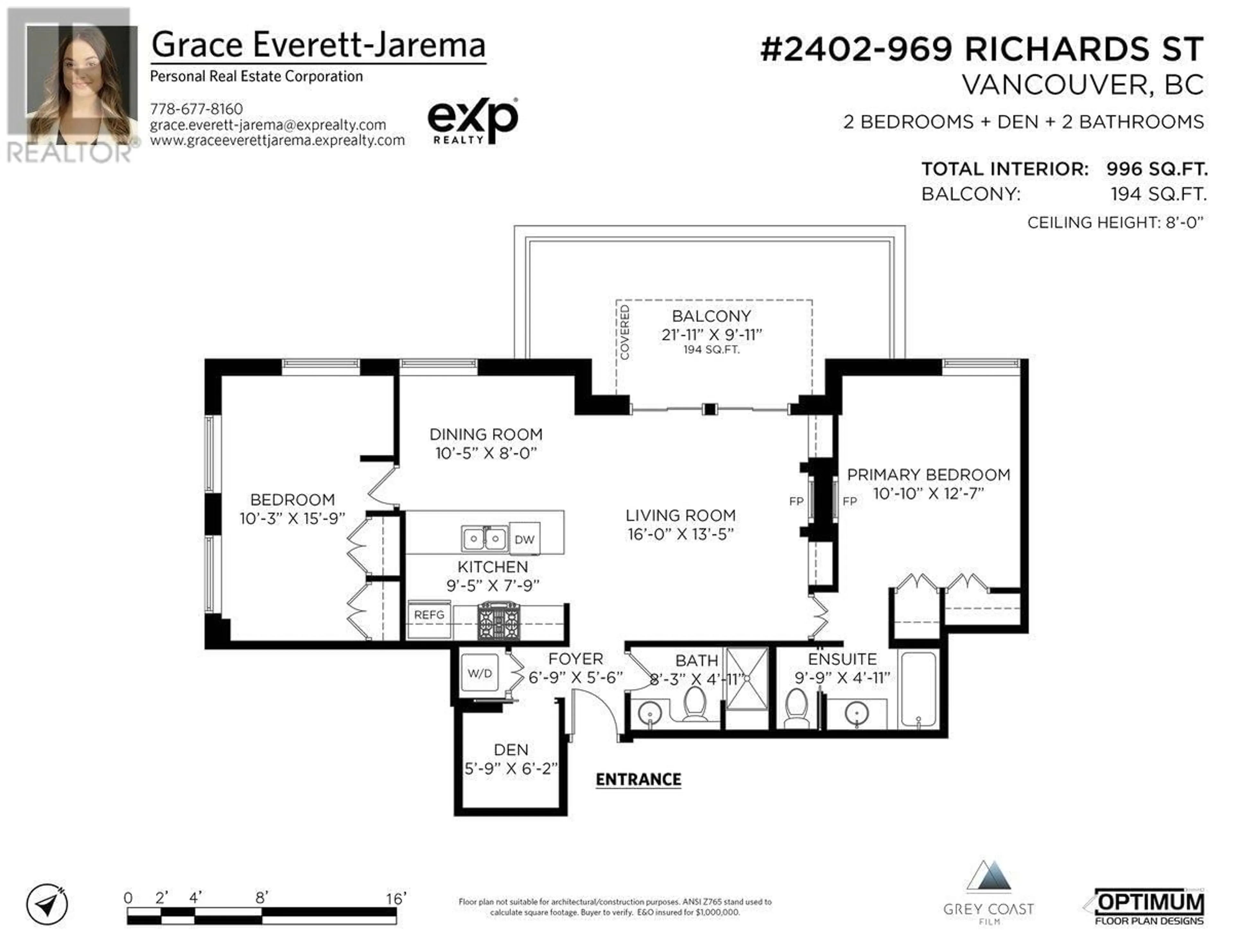 Floor plan for 2402 - 969 RICHARDS STREET, Vancouver British Columbia V6B1A8