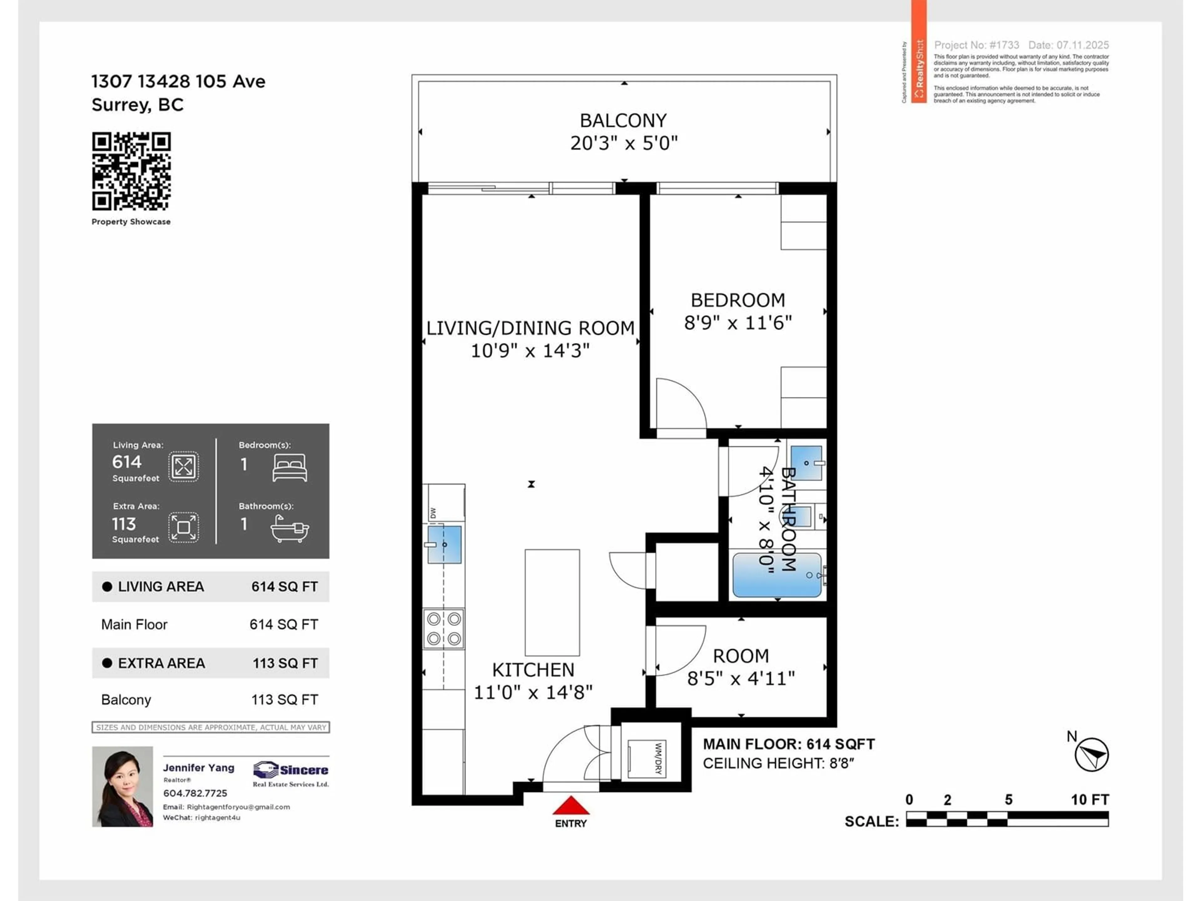 Floor plan for 1307 - 13428 105, Surrey British Columbia V3T0S6