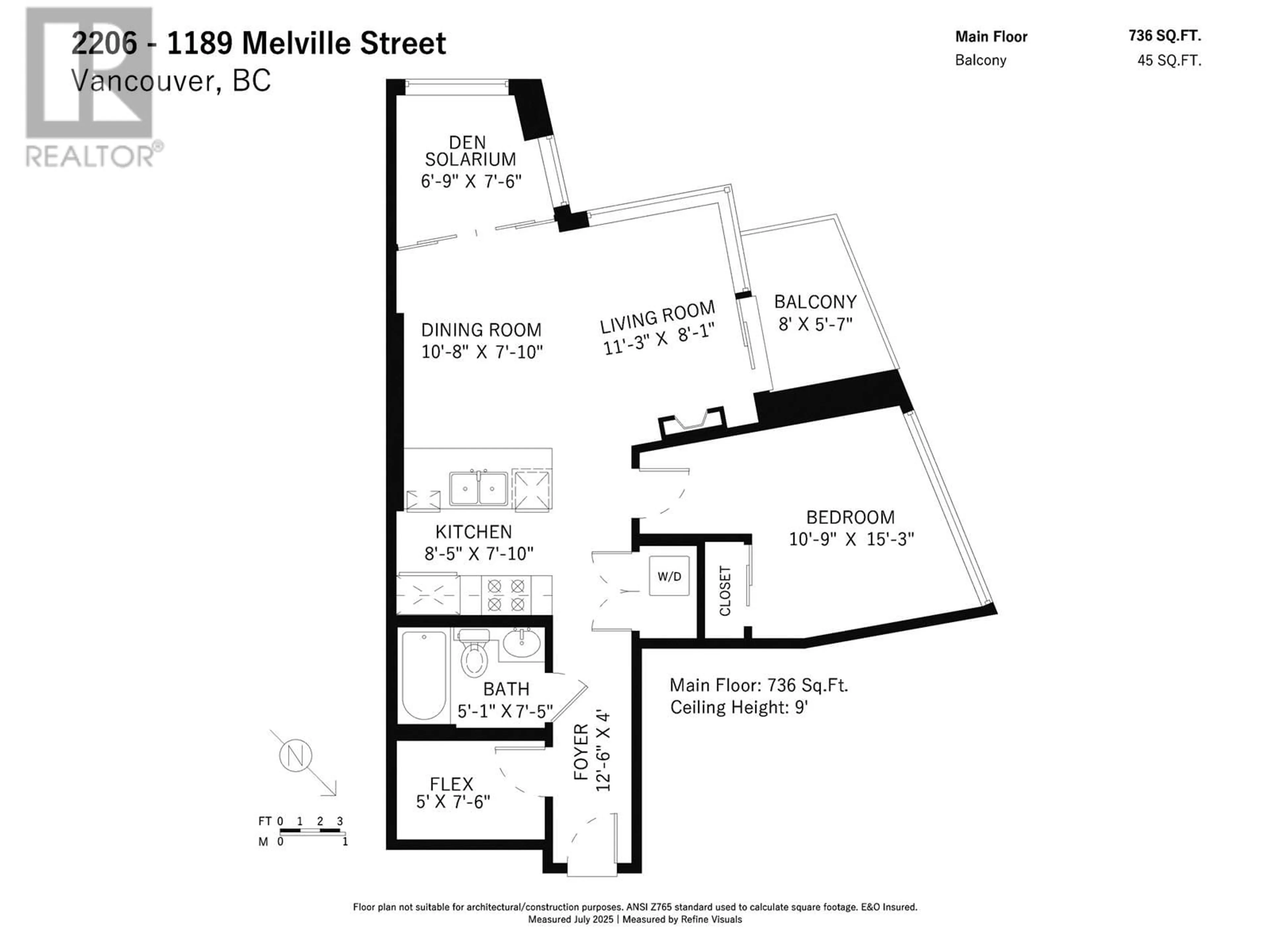 Floor plan for 2206 - 1189 MELVILLE STREET, Vancouver British Columbia V6E4T8