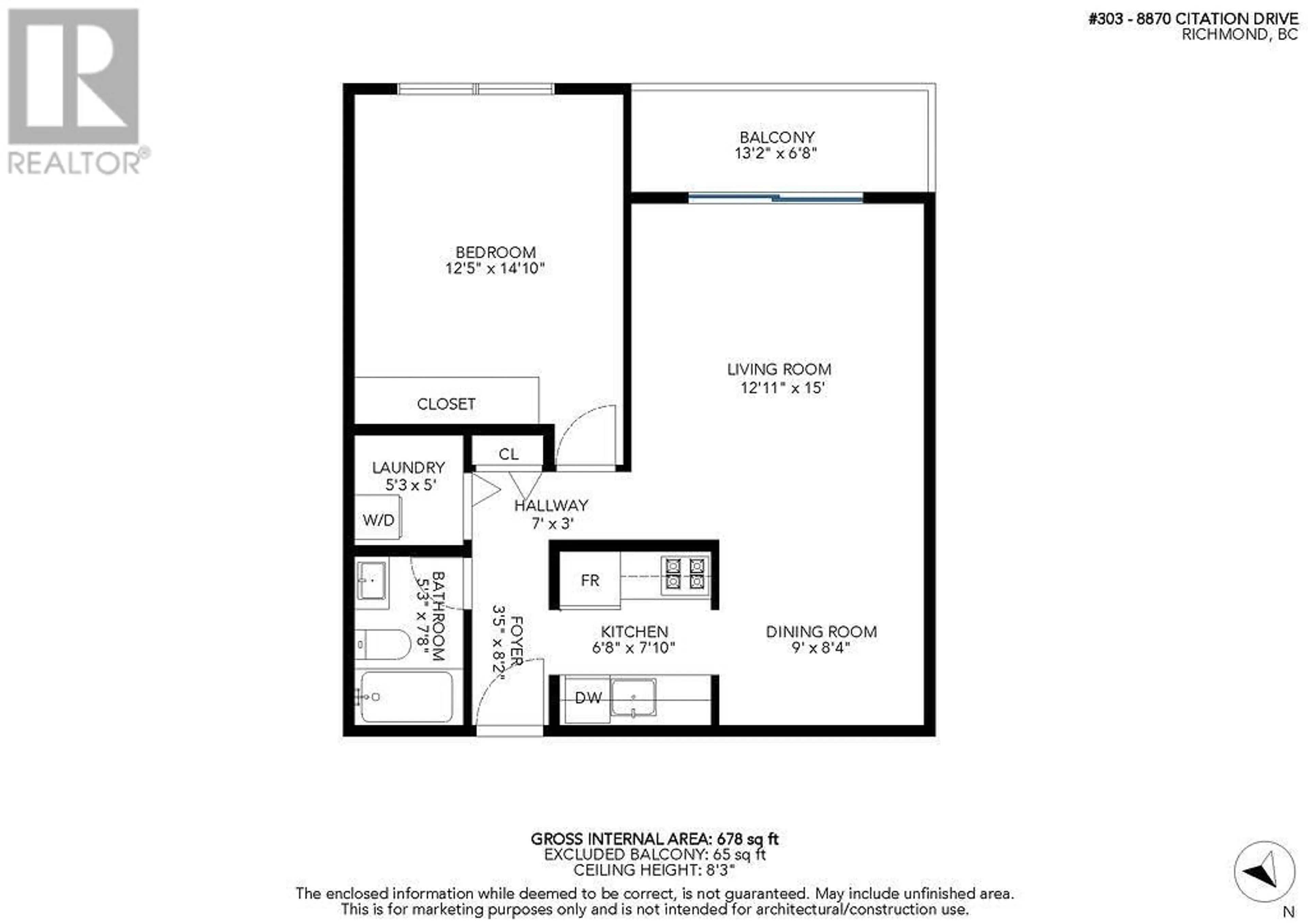 Floor plan for 303 - 8870 CITATION DRIVE, Richmond British Columbia V6Y3A3