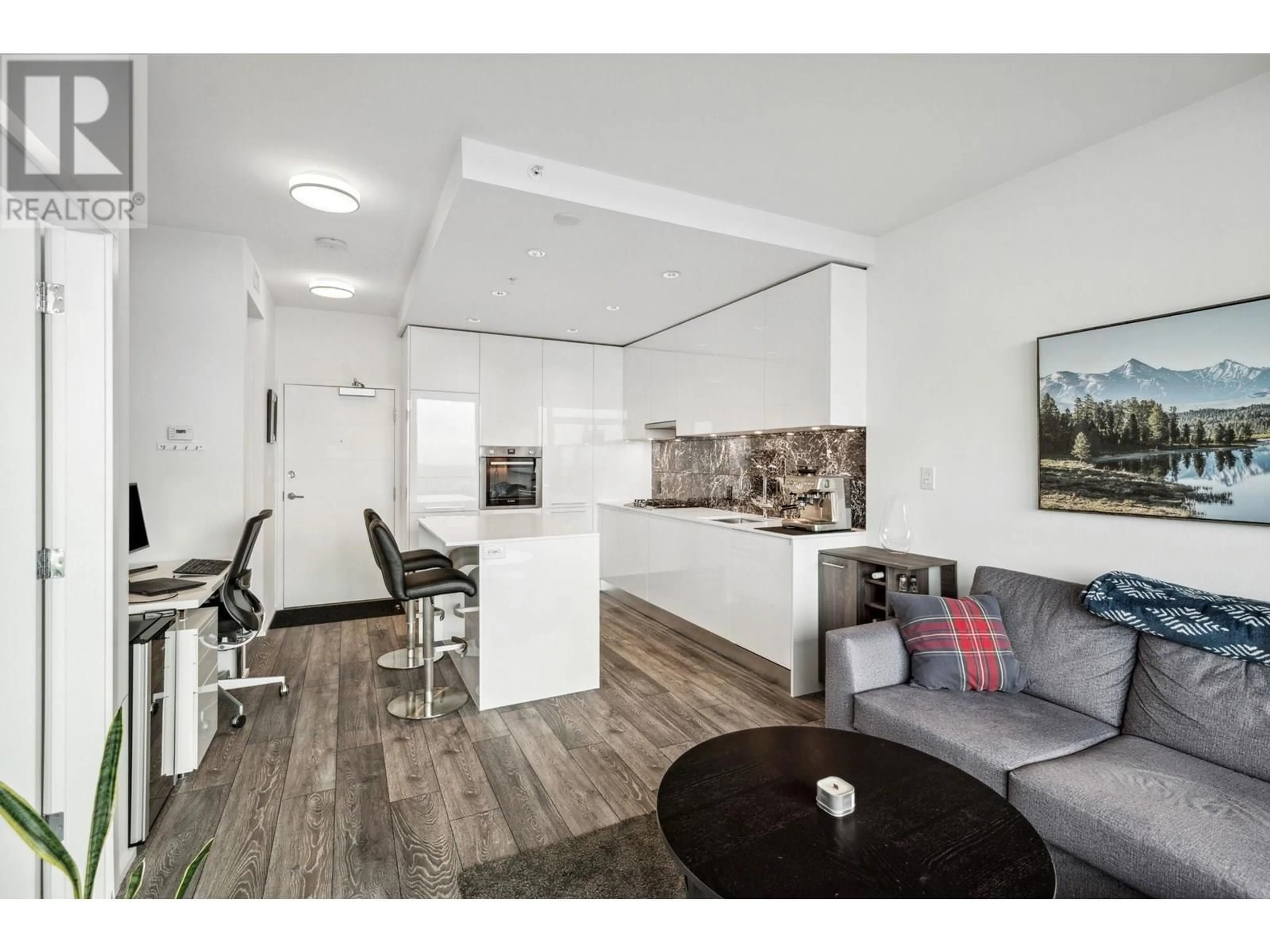 Open concept kitchen, wood/laminate floor for 5310 - 4510 HALIFAX WAY, Burnaby British Columbia V5C0K4