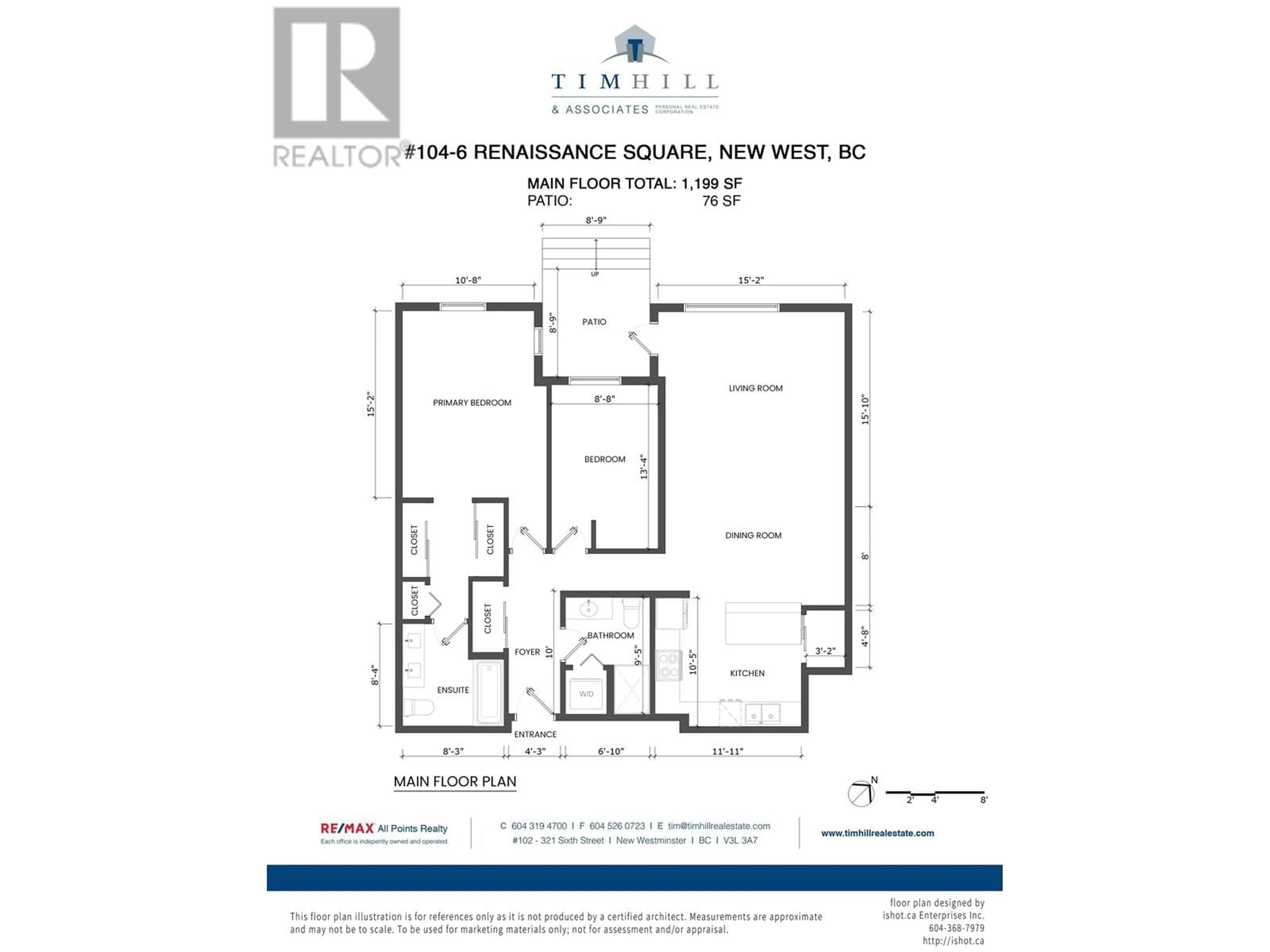 Floor plan for 104 - 6 RENAISSANCE SQUARE, New Westminster British Columbia V3M6N8