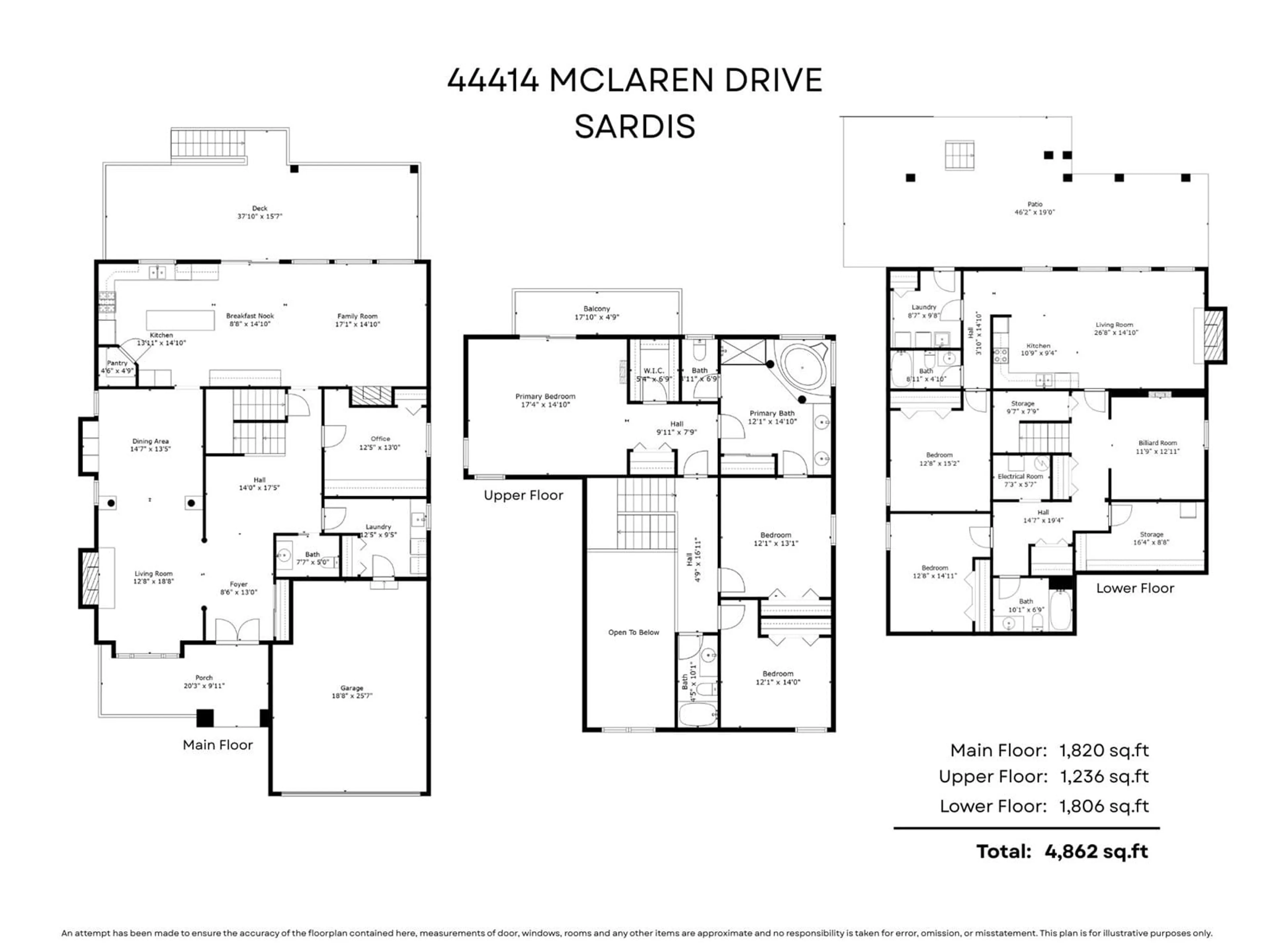 Floor plan for 44414 MCLAREN DRIVE, Chilliwack British Columbia V2R0A3
