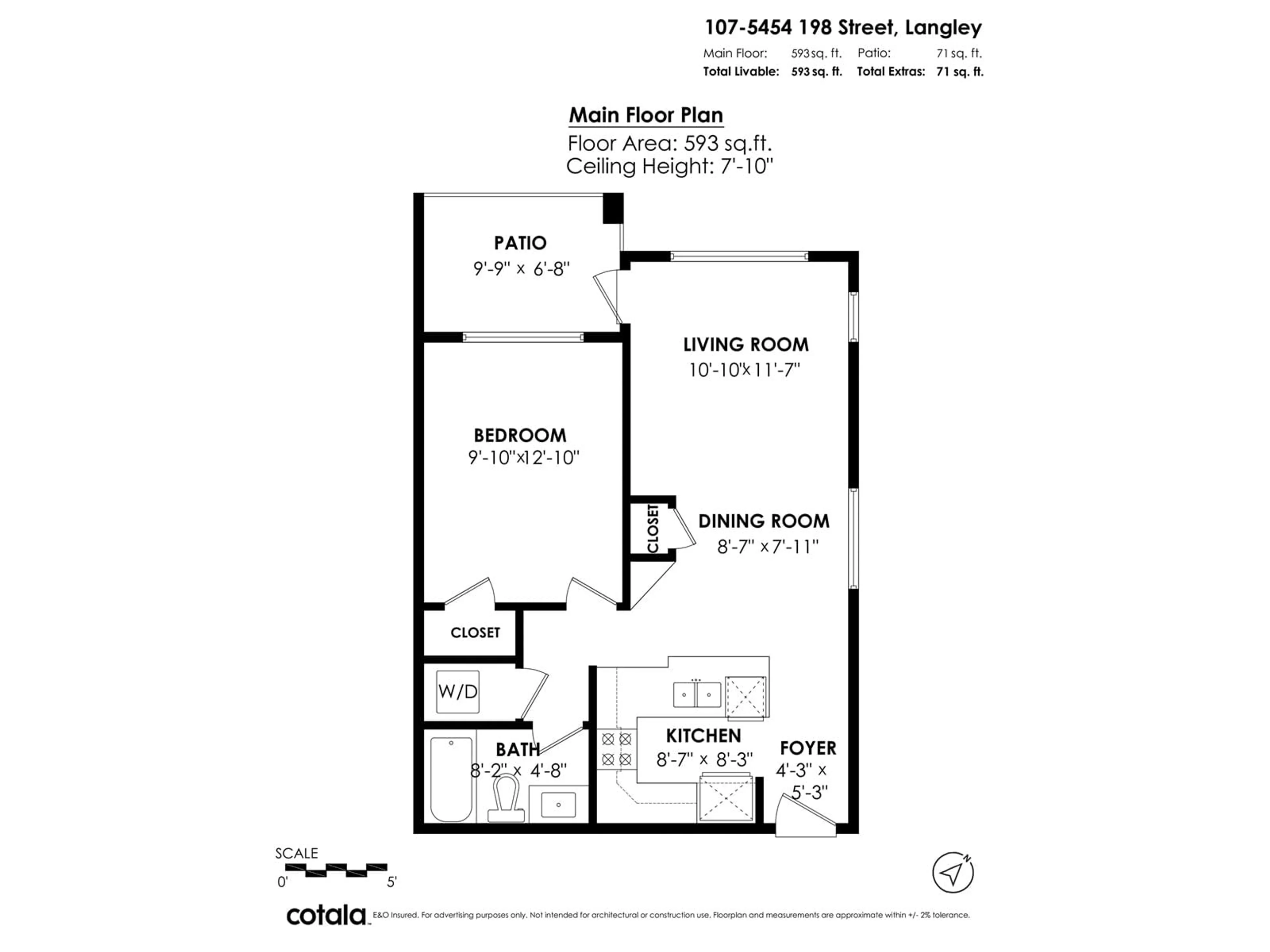 Floor plan for 107 - 5454 198, Langley British Columbia V3A1G2