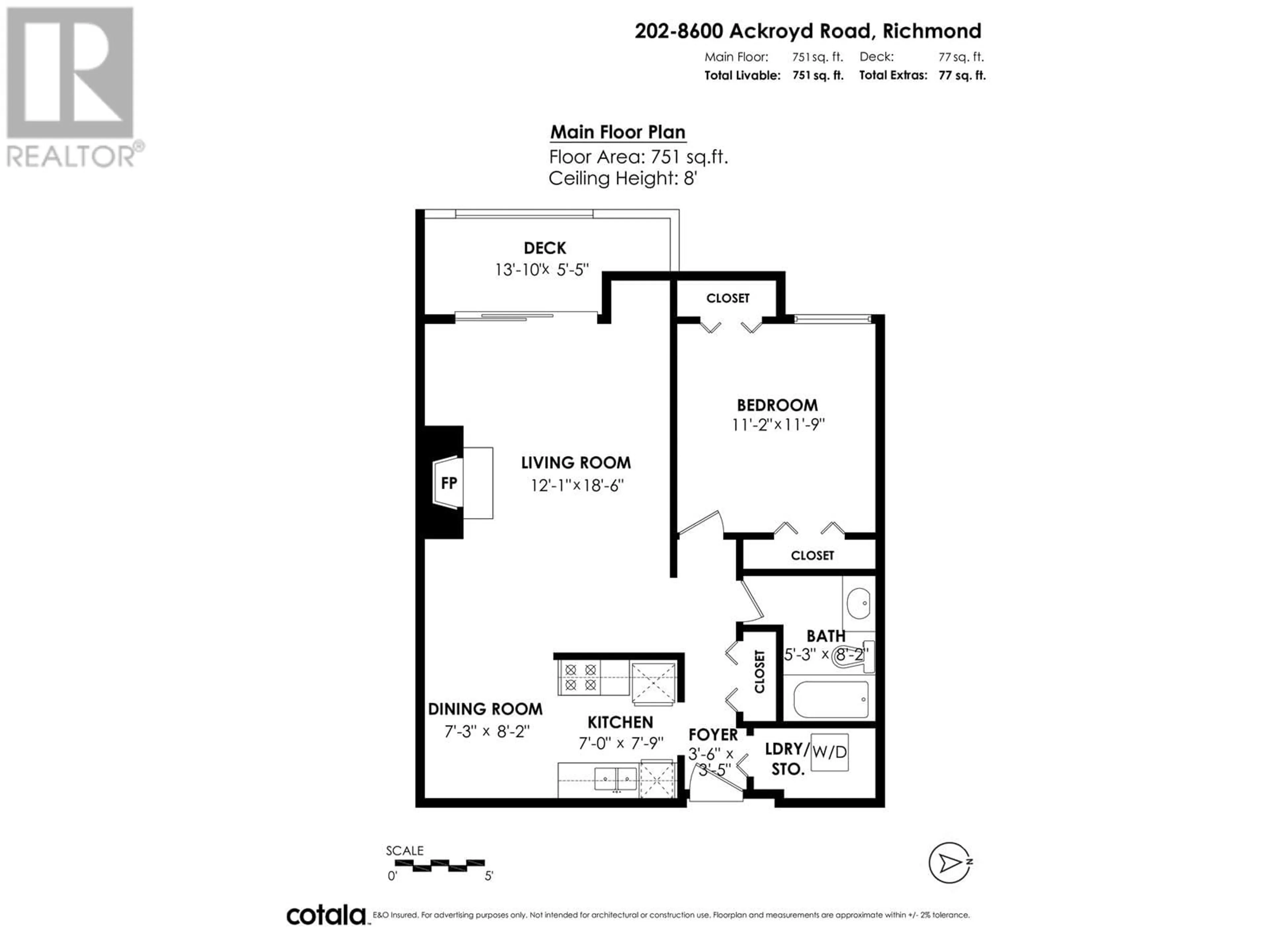 Floor plan for 202 - 8600 ACKROYD ROAD, Richmond British Columbia V6X3G1