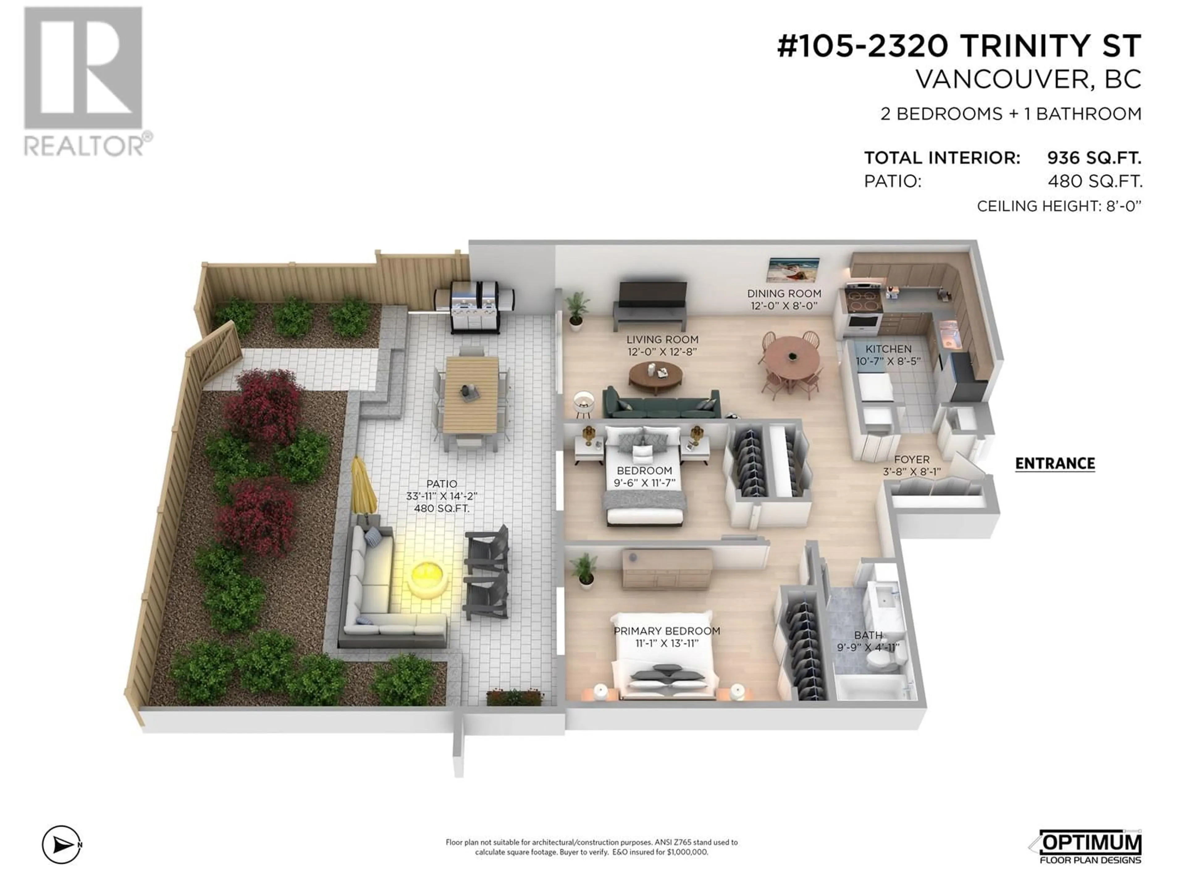 Floor plan for 105 - 2320 TRINITY STREET, Vancouver British Columbia V5L4W7