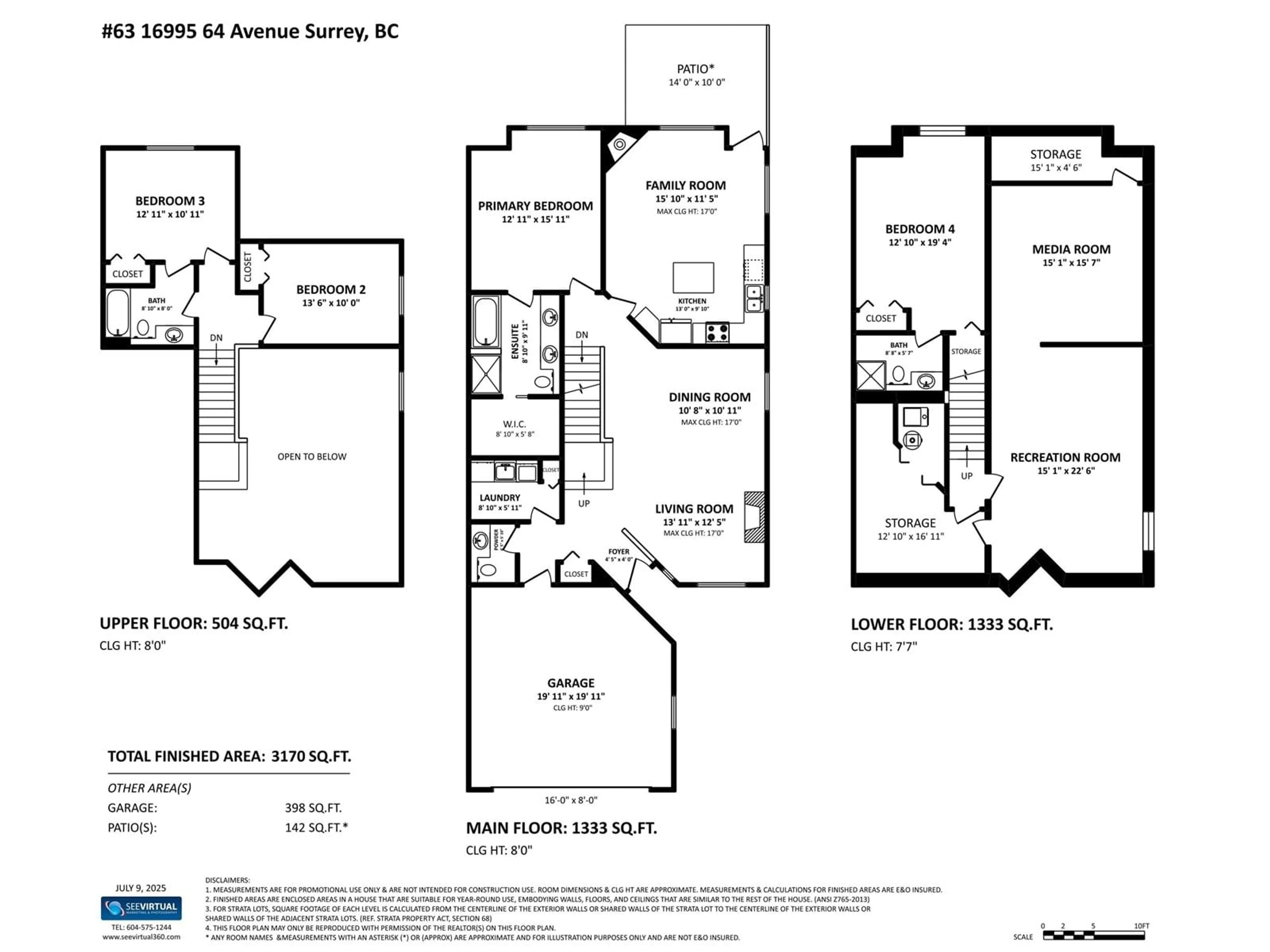 Floor plan for 63 - 16995 64, Surrey British Columbia V3S0V9