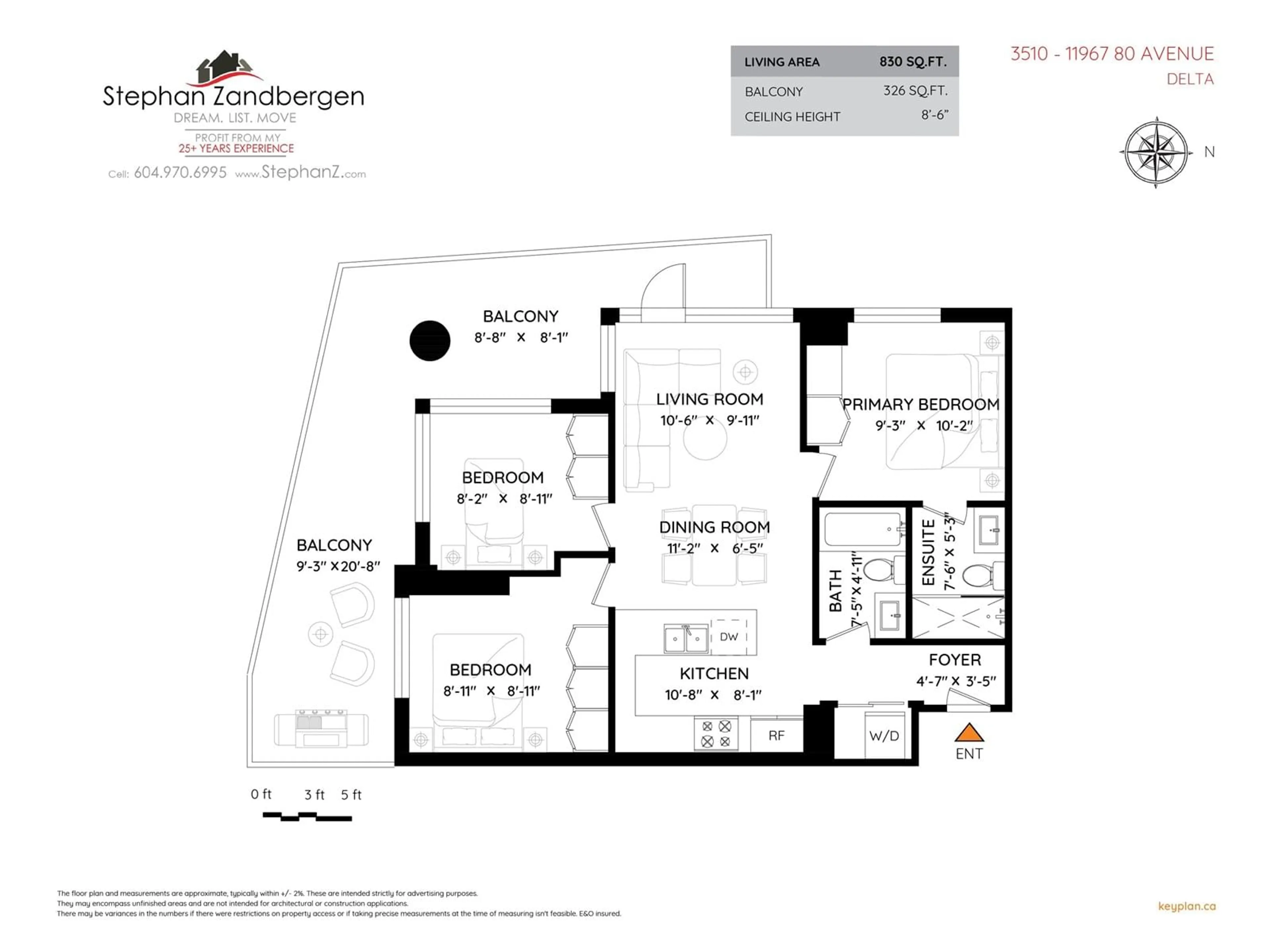 Floor plan for 3510 - 11967 80, Delta British Columbia V4C0E2