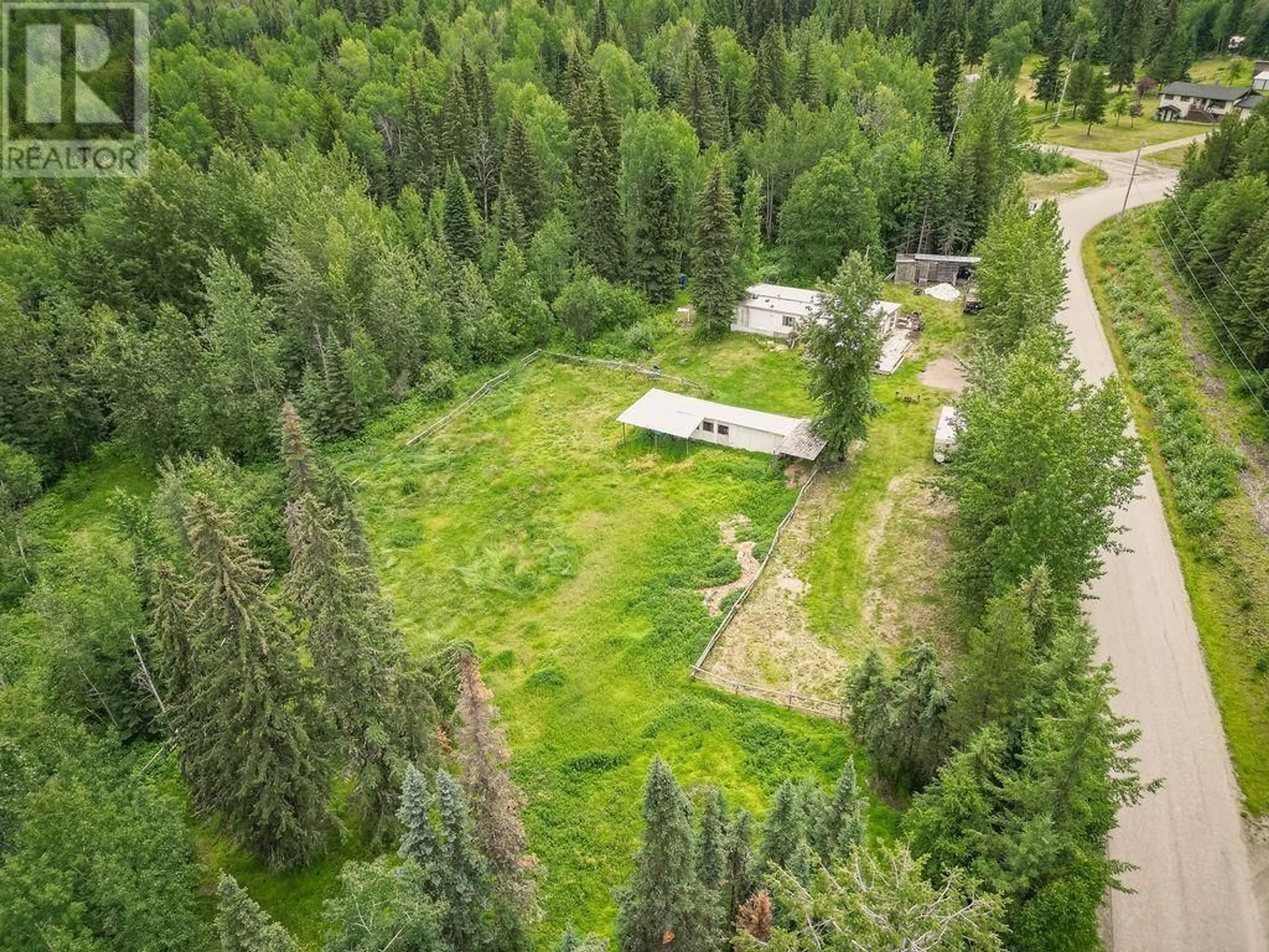 A pic from outside/outdoor area/front of a property/back of a property/a pic from drone, forest/trees view for 4852 POLLARD ROAD, Quesnel British Columbia V2J6X5