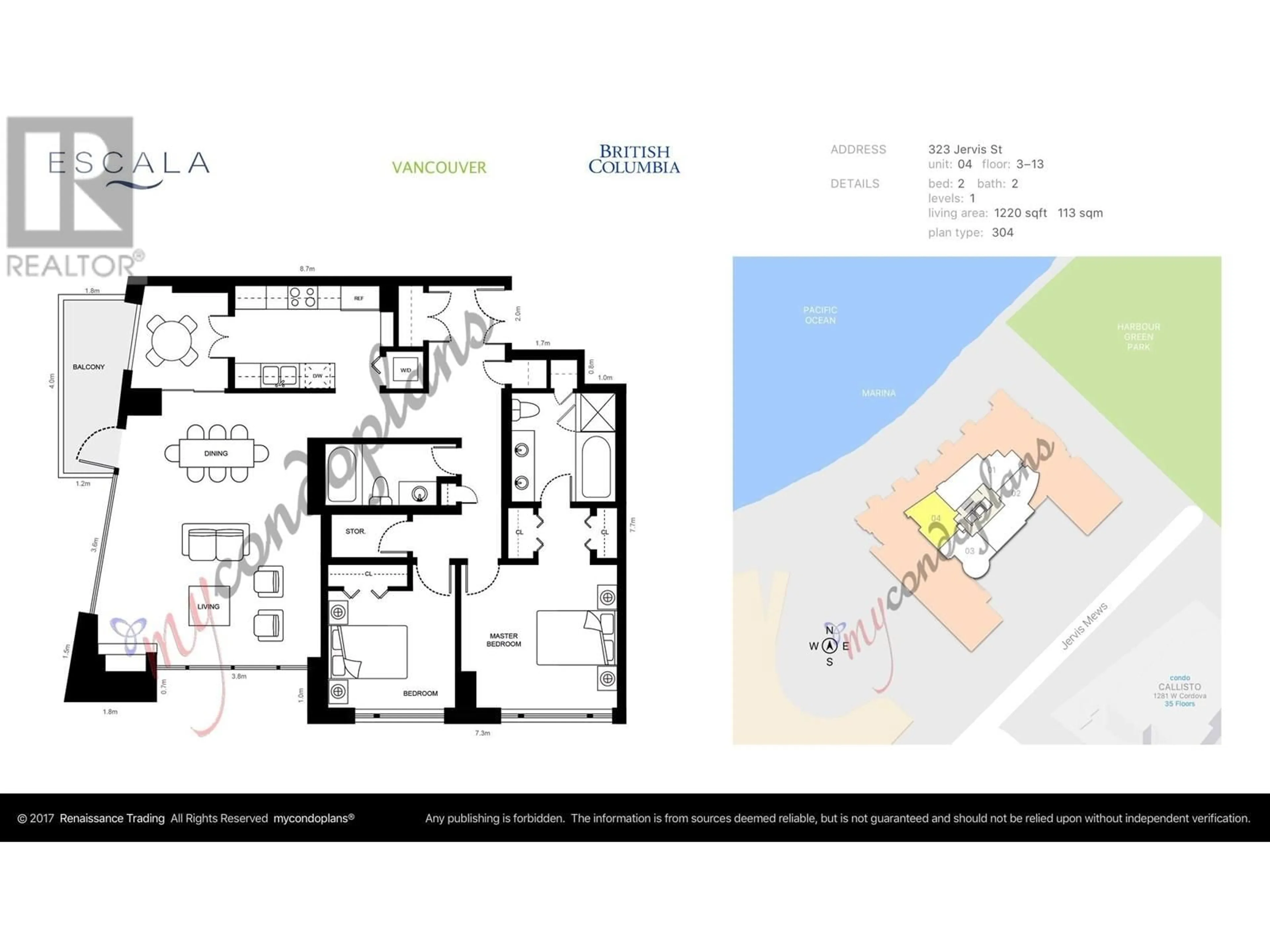 Floor plan for 1204 - 323 JERVIS STREET, Vancouver British Columbia V6C3P8