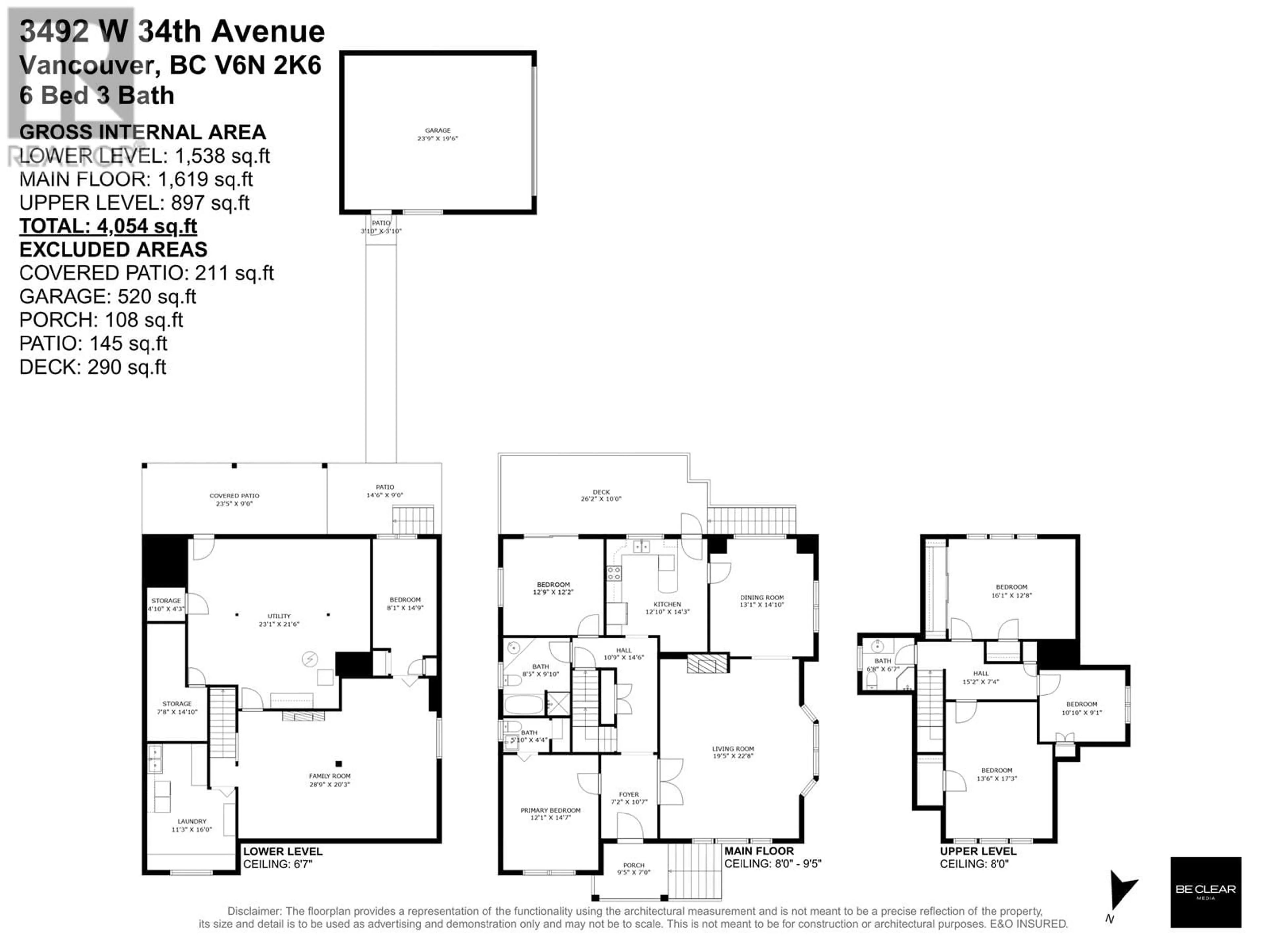 Floor plan for 3492 34TH AVENUE, Vancouver British Columbia V6N2K6