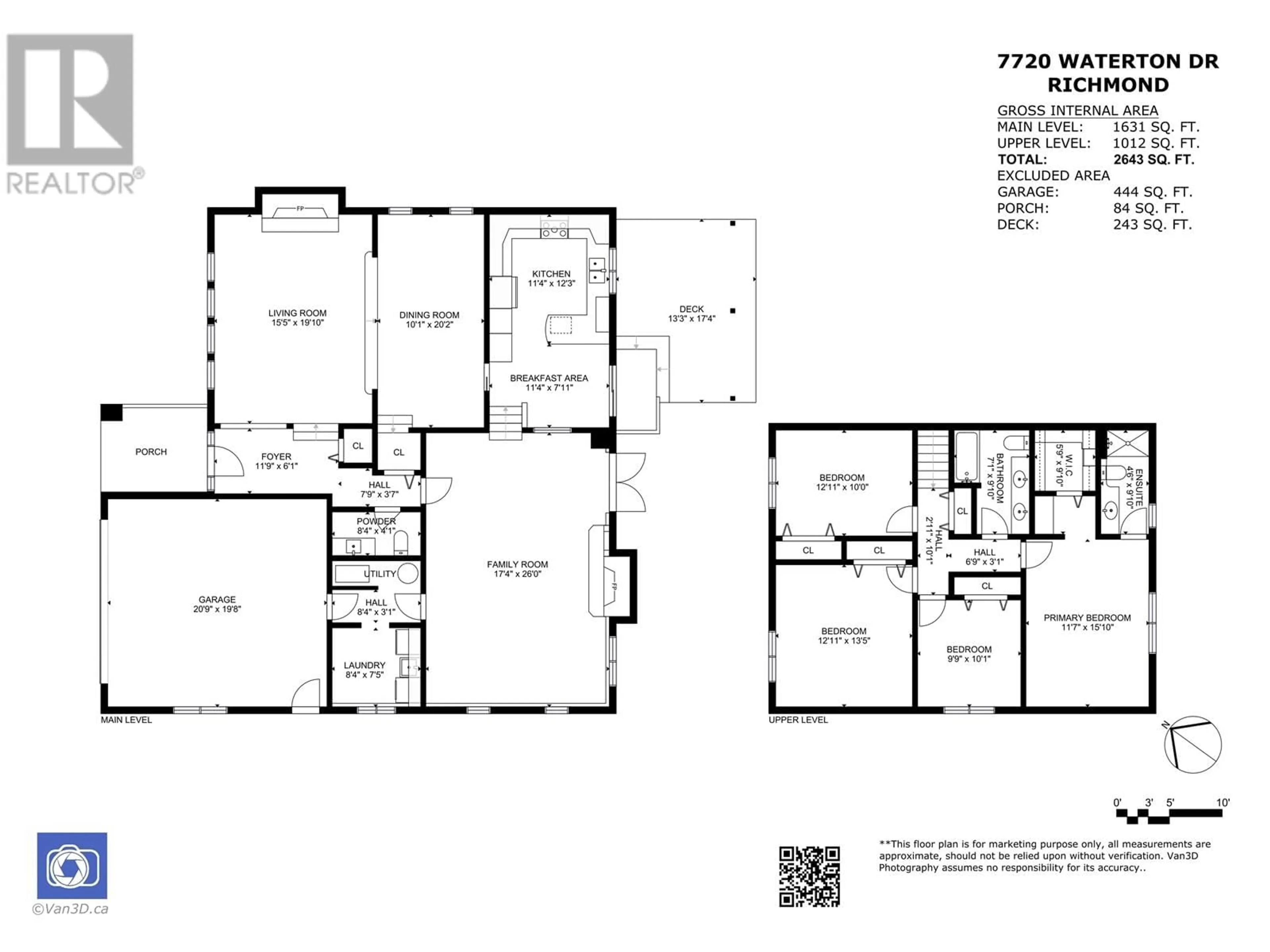 Floor plan for 7720 WATERTON DRIVE, Richmond British Columbia V7A4G4