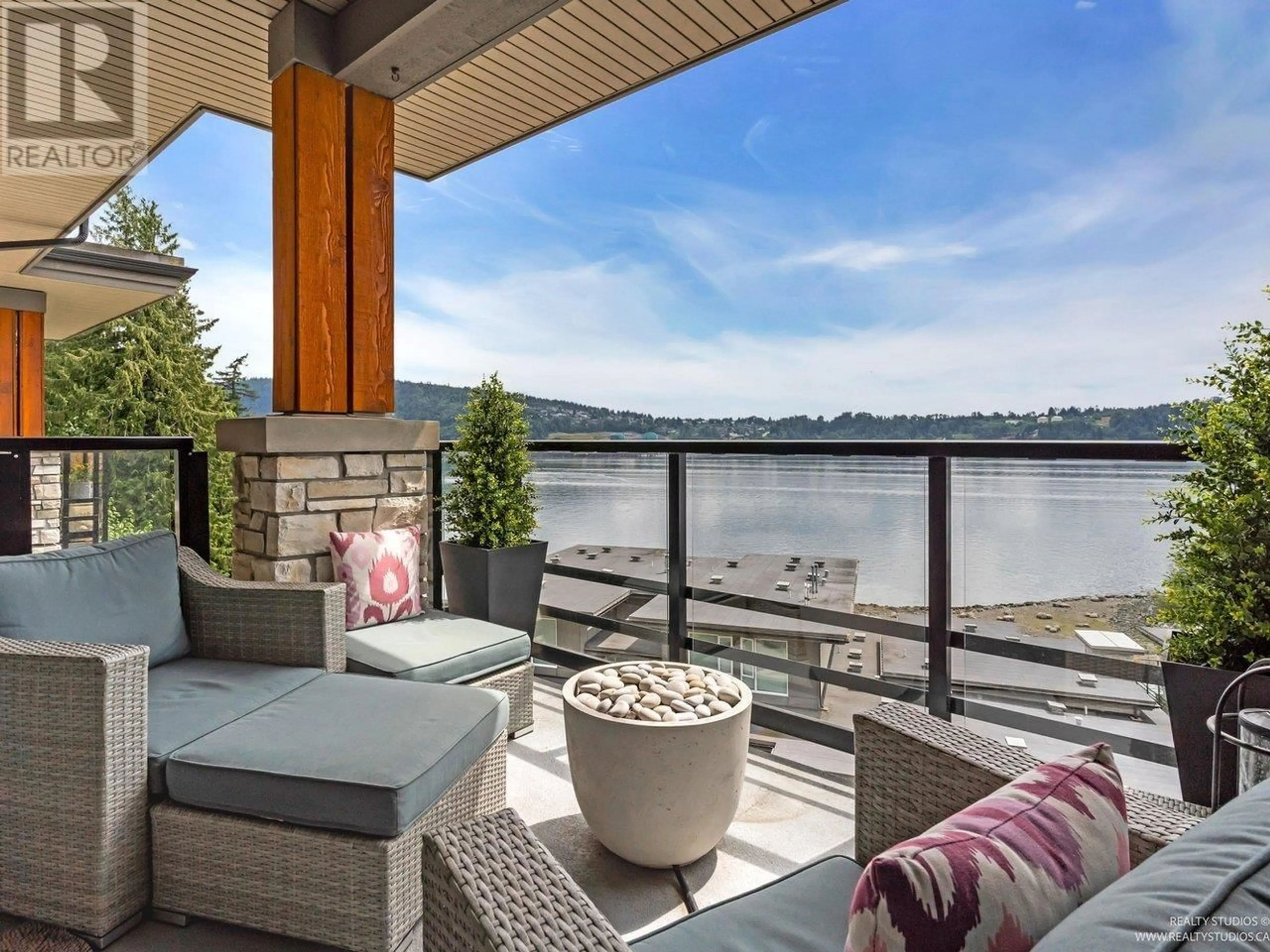 Patio, water/lake/river/ocean view for 401 - 3911 CATES LANDING WAY, North Vancouver British Columbia V7G0A6