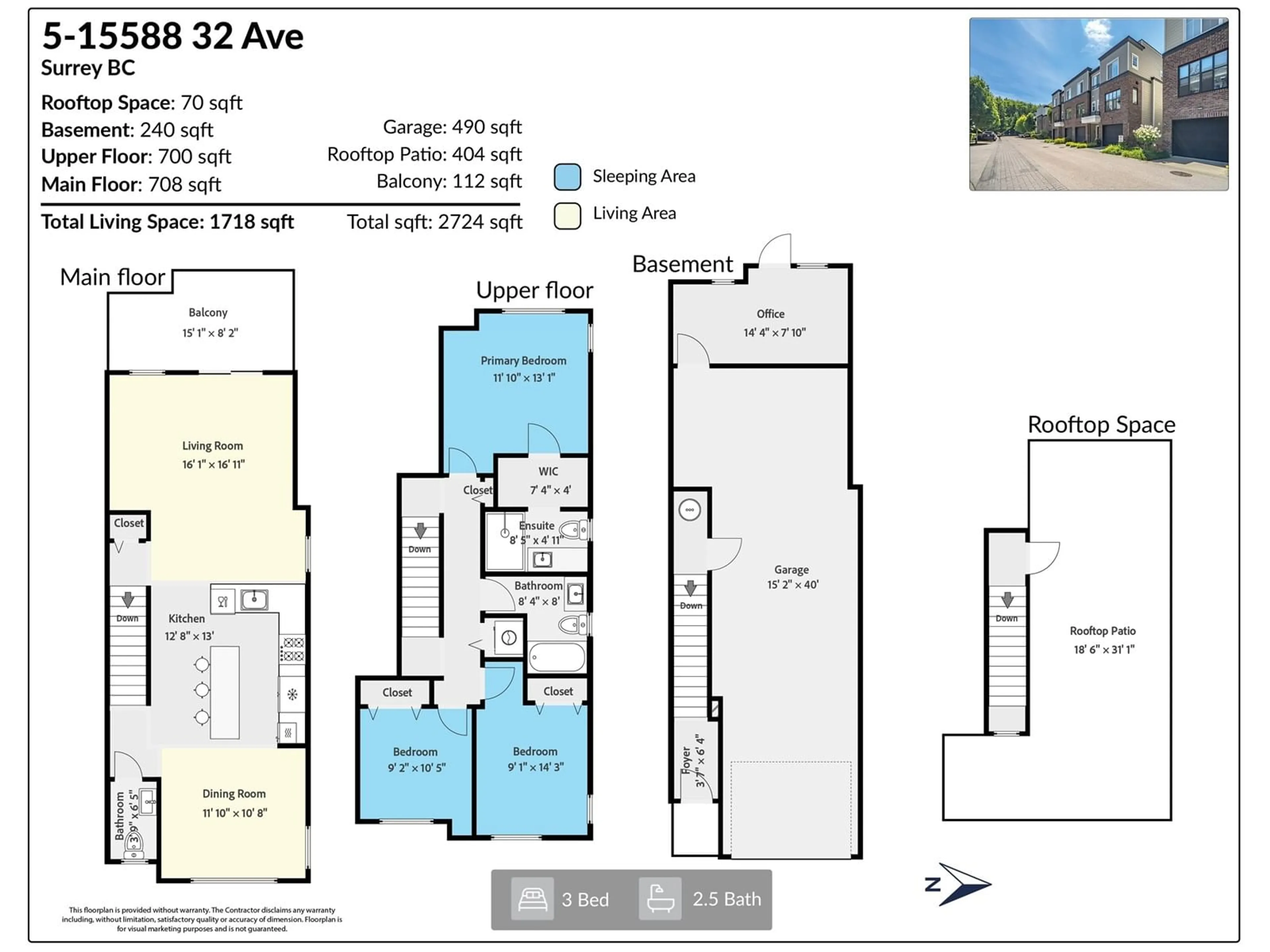 Floor plan for 5 - 15588 32, Surrey British Columbia V3Z0G3
