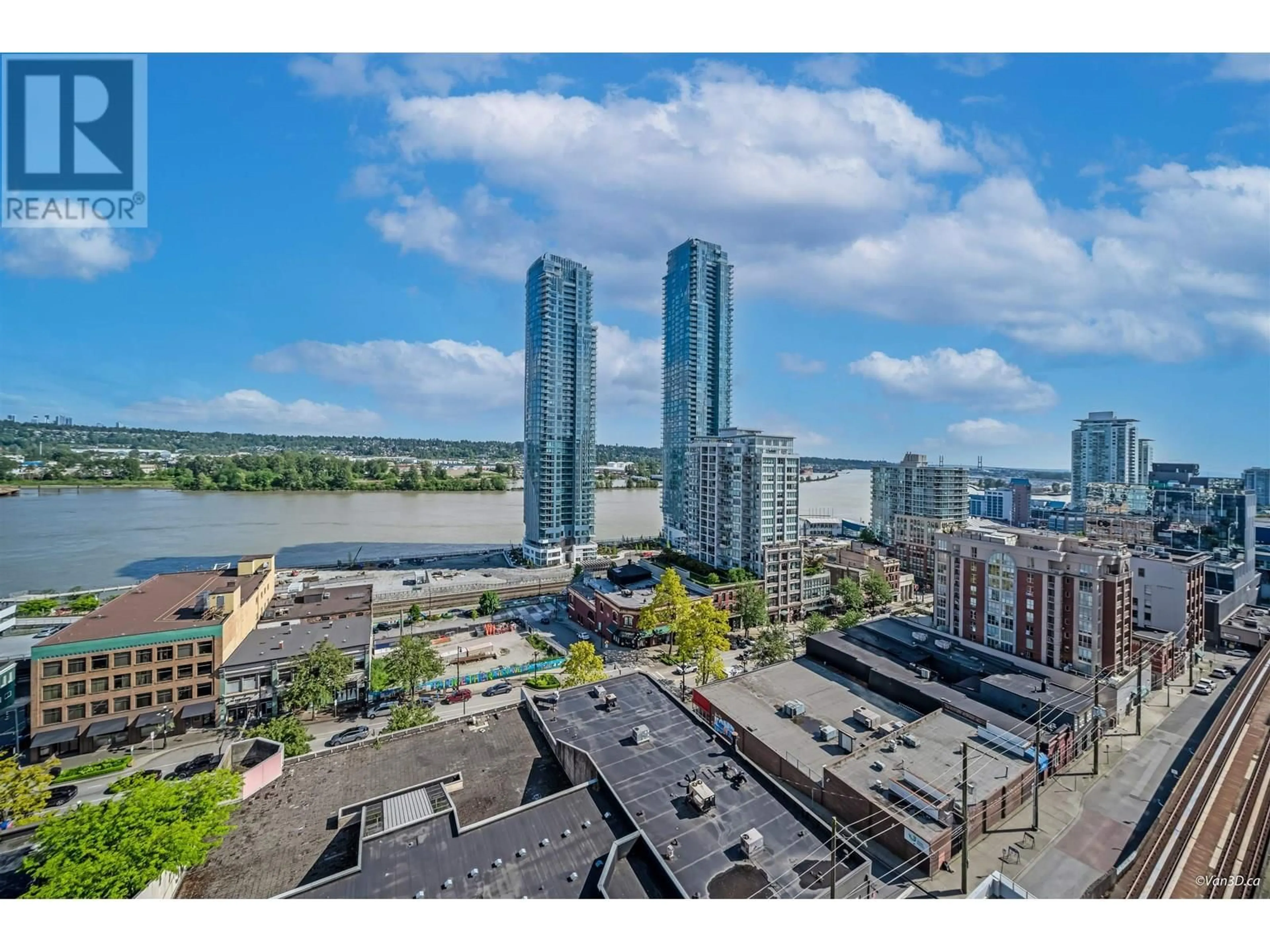 A pic from outside/outdoor area/front of a property/back of a property/a pic from drone, water/lake/river/ocean view for 1209 - 618 CARNARVON STREET, New Westminster British Columbia V3M1E9