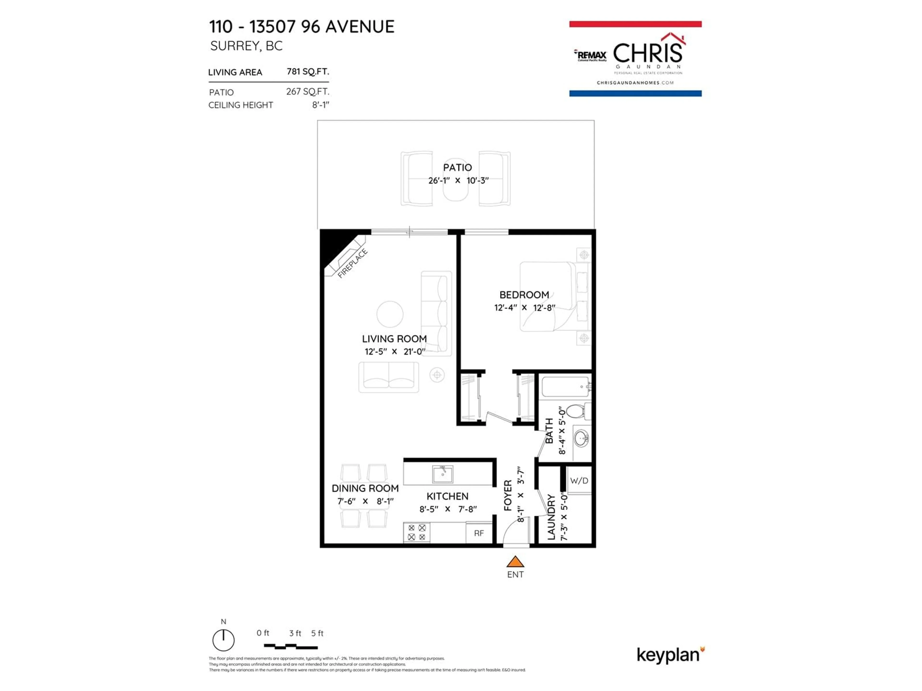 Floor plan for 110 - 13507 96, Surrey British Columbia V3V7P3