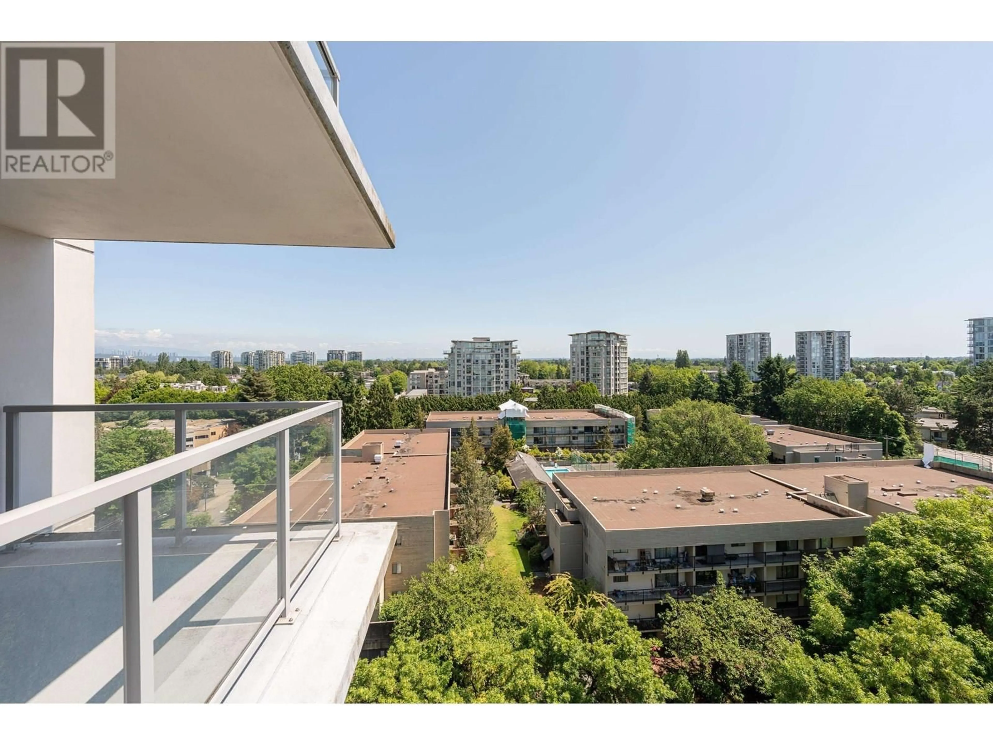 Balcony in the apartment, city buildings view from balcony for 1109 - 6733 BUSWELL STREET, Richmond British Columbia V6Y0E3